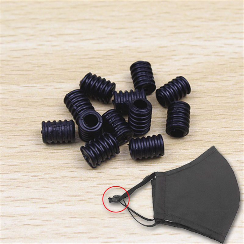 Imagen de Caucho Cierre de hebilla para accesorio de cuerda de máscara ajustable Negro Cilíndrico 9mm x 6mm, 100 Unidades