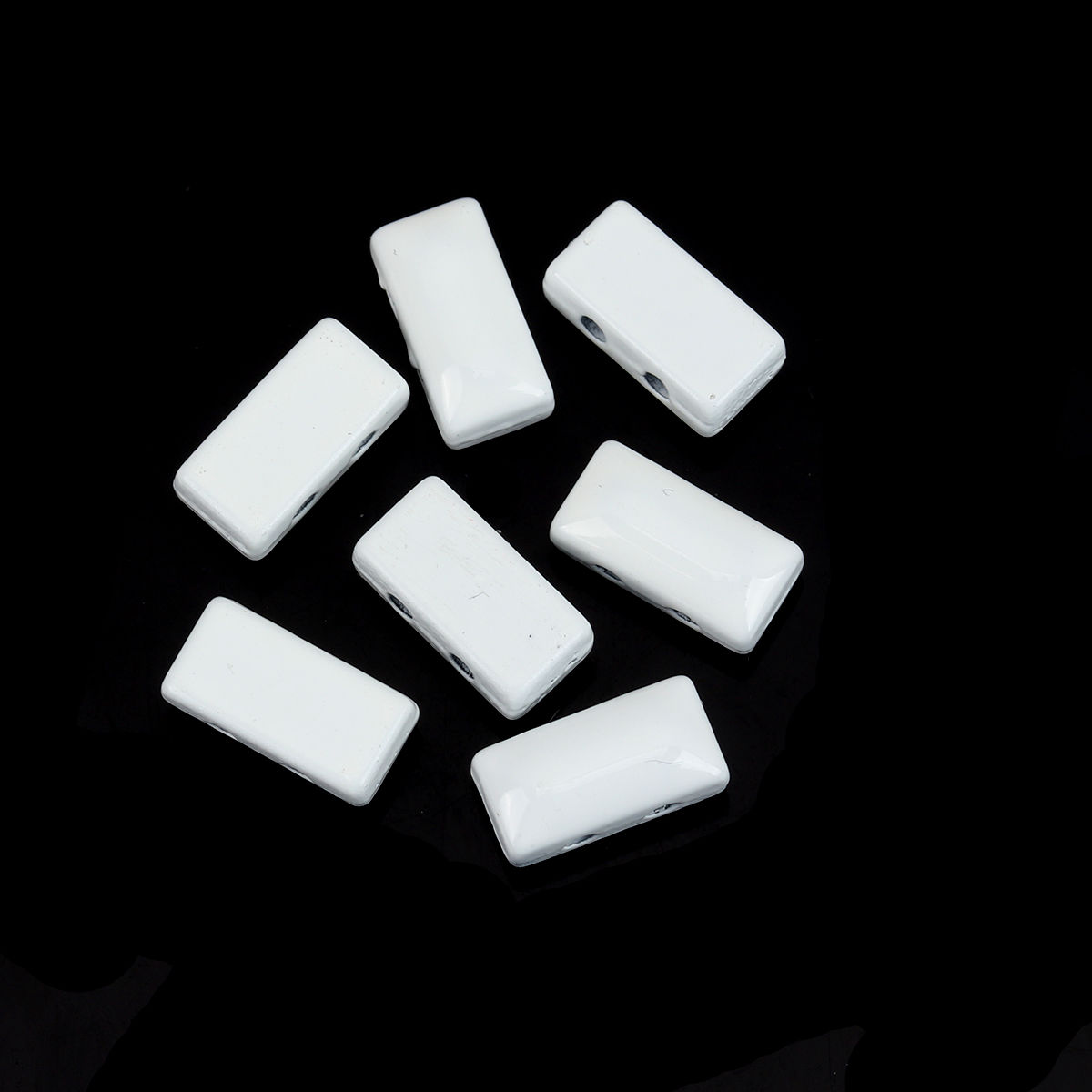 Imagen de Zamak Esmalte Cuentas Dos Agujeros Rectángulo Blanco Aprox 12mm x 6mm, Agujero: Aprox 1.6mm, 10 Unidades