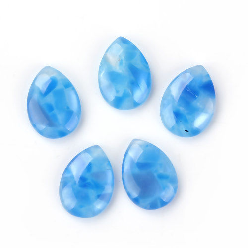 Immagine di Resina Dome Seals Cabochon Goccia Blu 18mm x 13mm, 30 Pz