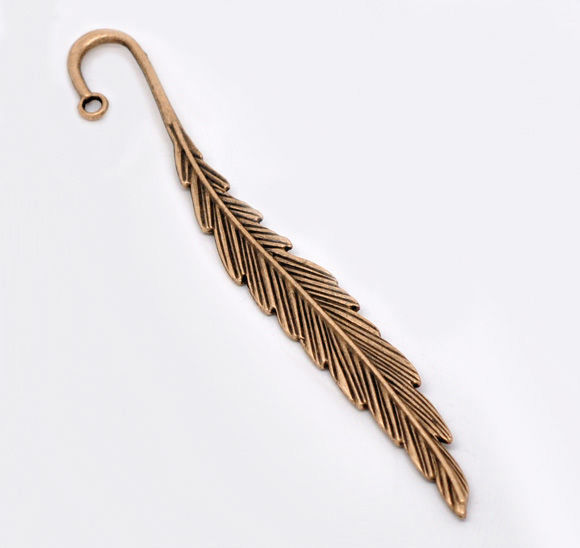 Immagine di Lega di Zinco Segnalibro Piuma Ossido di Rame Modello Disegno Lunghezza 12.0cm 5 Pz