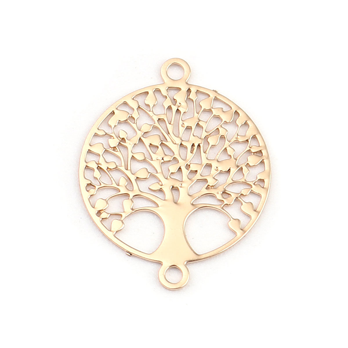Immagine di Ottone Filigree Stamping Connettore Tondo KC Placcato Oro Albero 15mm x 12mm, 20 Pz