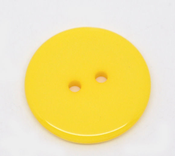 Immagine di Resina Bottone da Cucire ScrapbookBottone Tondo Giallo Due Fori Nulla Disegno 23mm Dia, 50 Pz