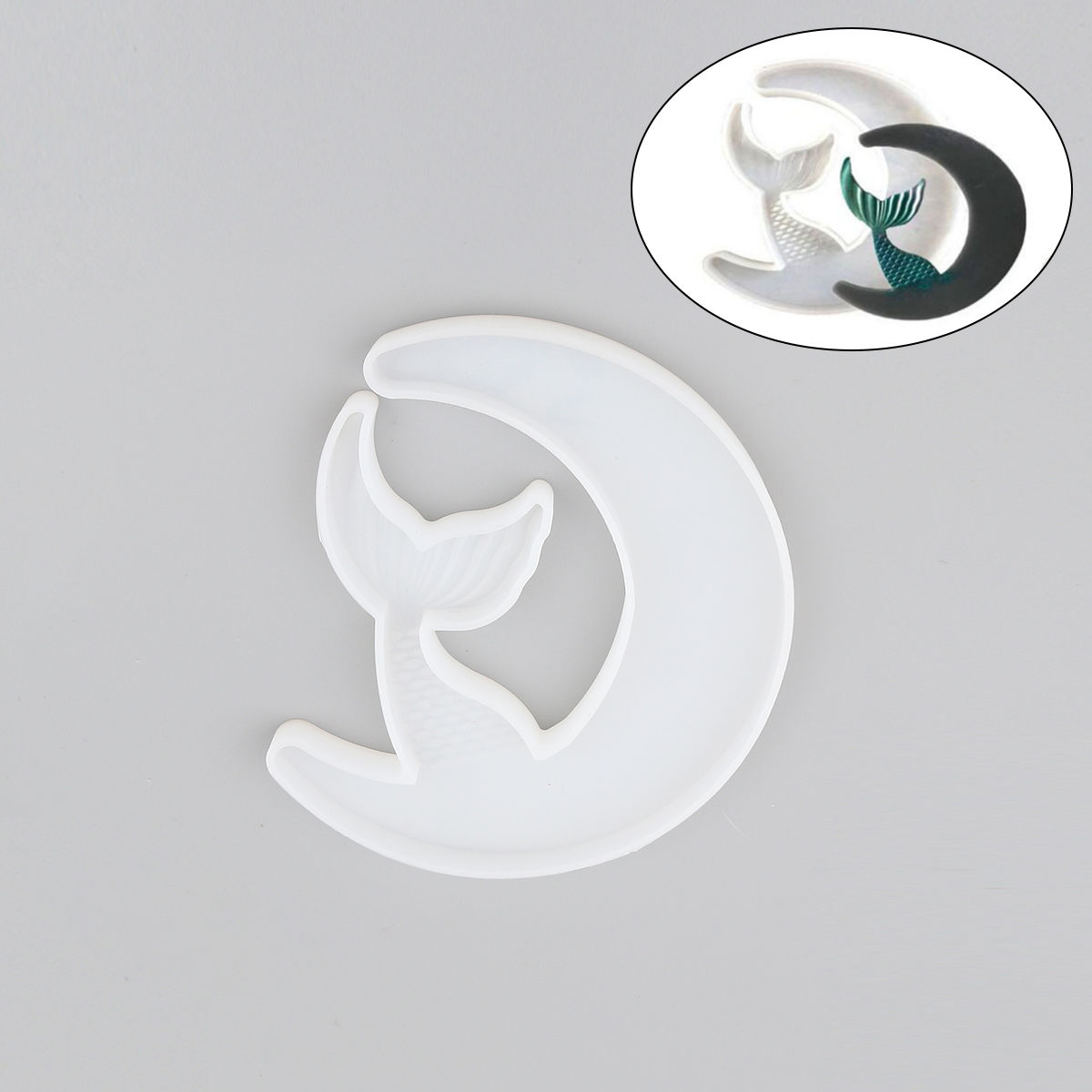 Picture of Silicone Resin Mold For Jewelry Making Fishtail Moon
