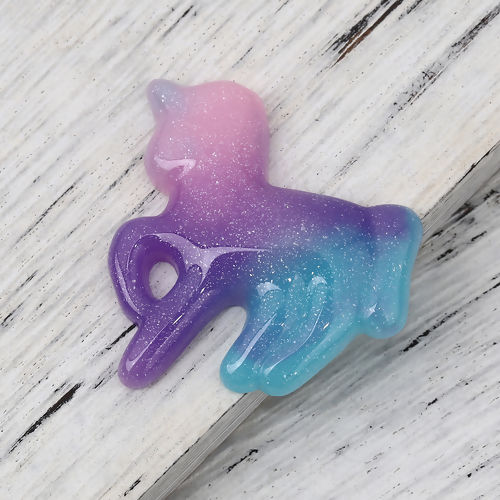 Bild von Resin Dome Seals Cabochon Horse Multicolor Glitter