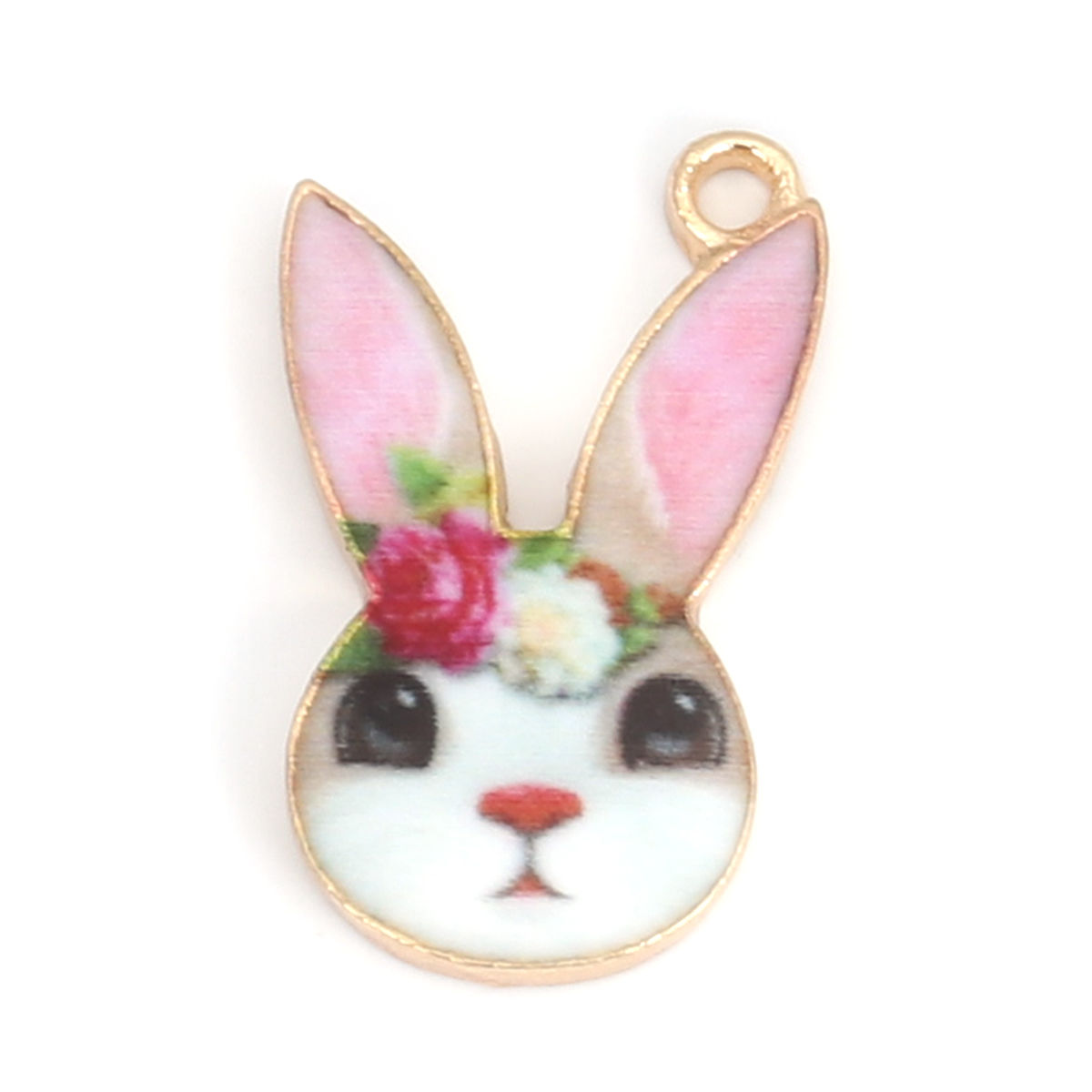 Bild von Legierungen mit Zinkbasis Charms Rabbit Animal Emaille