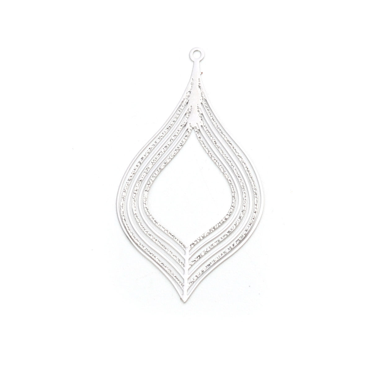Immagine di Ottone Ciondoli Tono Argento Foglia Striscia Filigree Stamping 3.9cm x 2.2cm, 20 Pz