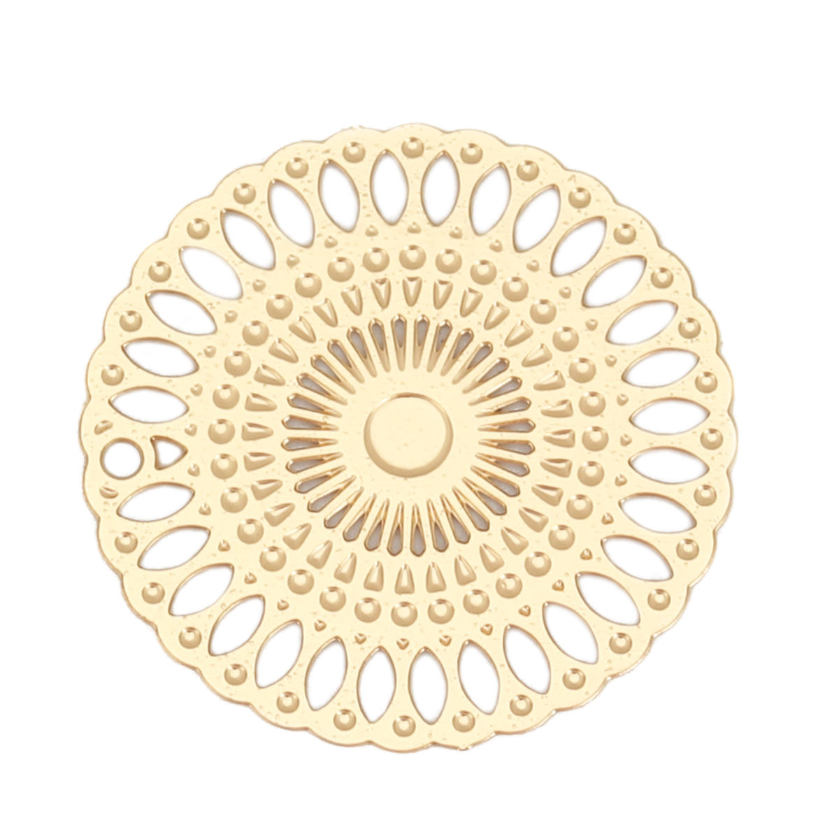 Immagine di Ottone Filigree Stamping Connettore Tondo Oro Placcato 20mm Dia., 10 Pz