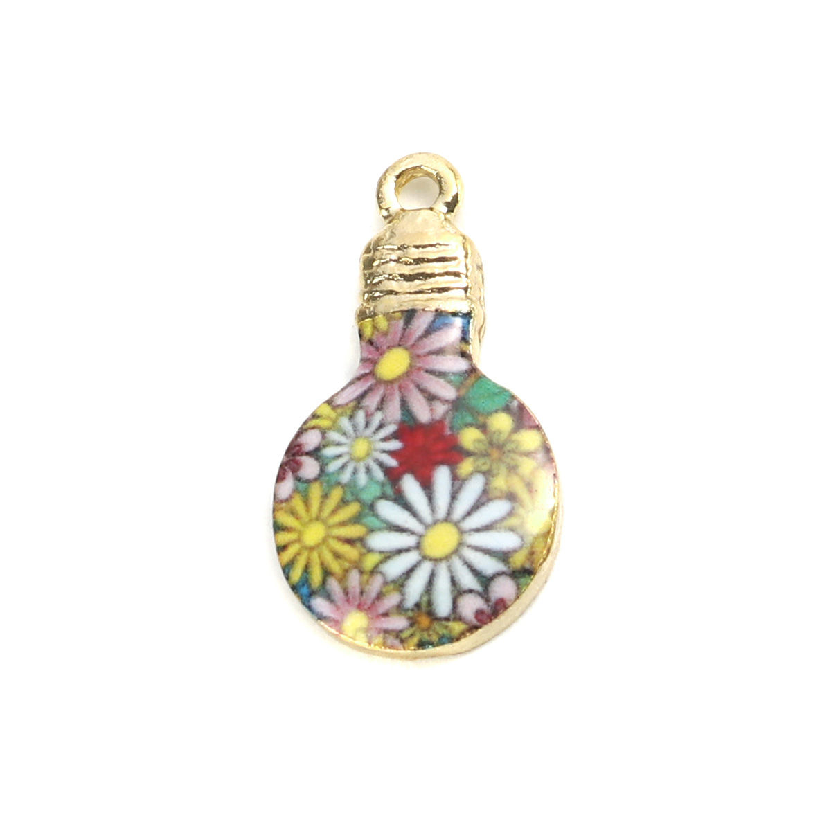 Bild von Charms Bulb Bulb Multicolor Daisy Flower Emaille auf Zinkbasis