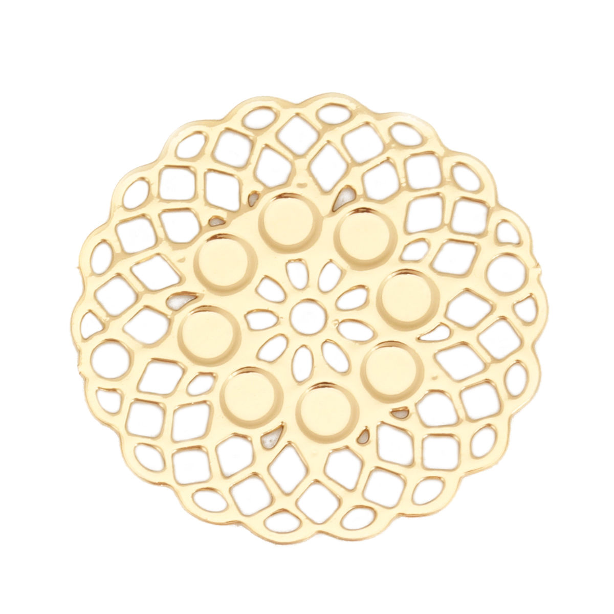 Picture of Iron Based Alloy Filigree Stamping Connectors Flower Gold Plated 23mm x 23mm, 10 PCs