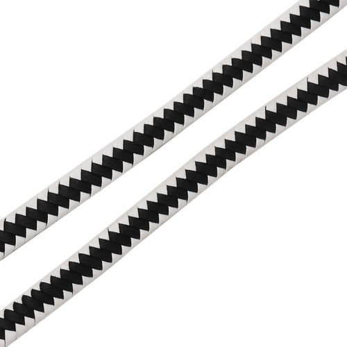 Picture of PU Leather Jewelry Cord Rope Black & White 9mm( 3/8"), 2 M