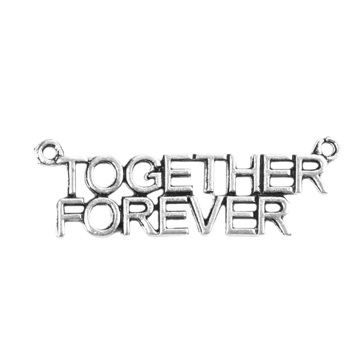 Picture of Zinc Based Alloy Best Friends Connectors Capital Alphabet/ Letter Antique Silver Color Message " TOGETHER FOREVER " 3.7cm x 1.2cm, 20 PCs