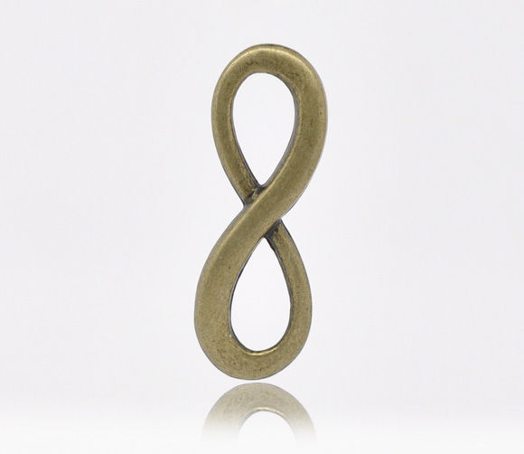 Imagen de Conectores Aleación del Metal Del Zinc de Símbolo Infinito Tono Bronce 23mm x 8mm, 30 Unidades