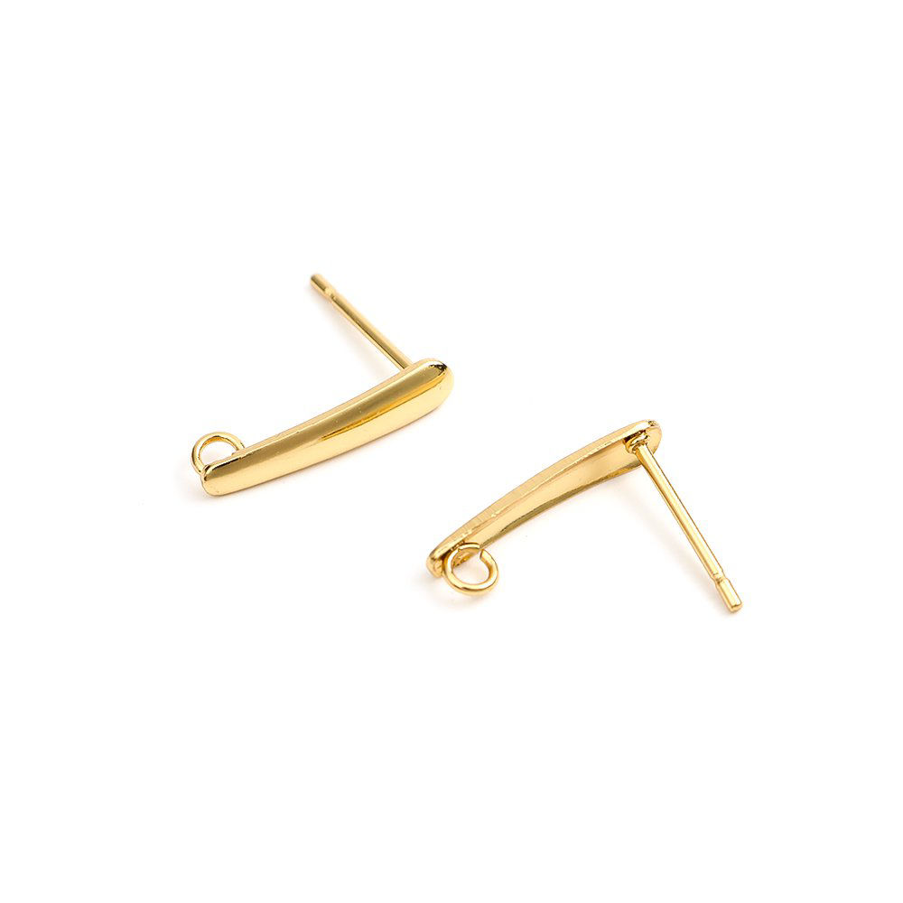 Imagen de 304 Acero Inoxidable Pendientes Gota Chapado en Oro W/ Lazo 15mm x 3mm, Post/ Wire Size: (20 gauge), 10 Unidades