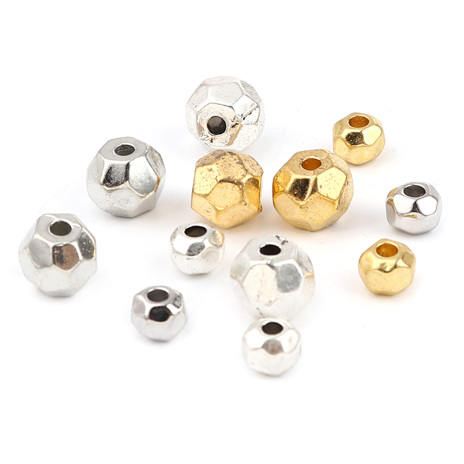 Imagen de Zamak Cuentas Ronda Chapado en Oro Sección Aprox 6mm Dia, Agujero: Aprox 2.5mm, 10 Unidades