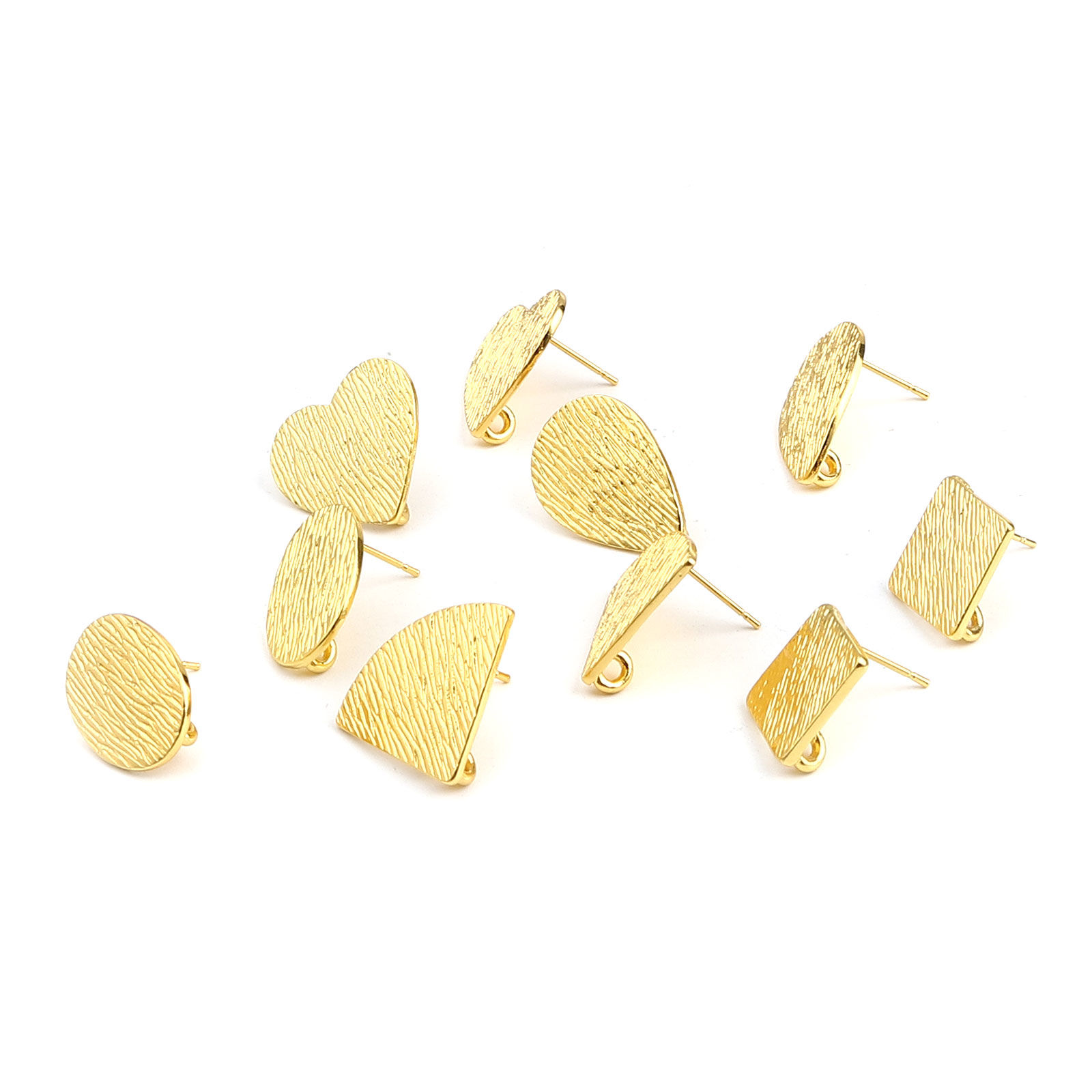 Picture of Zinc Based Alloy Ear Post Stud Earrings Findings W/ Loop Post/ Wire Size: (21 gauge), 3 Pairs
