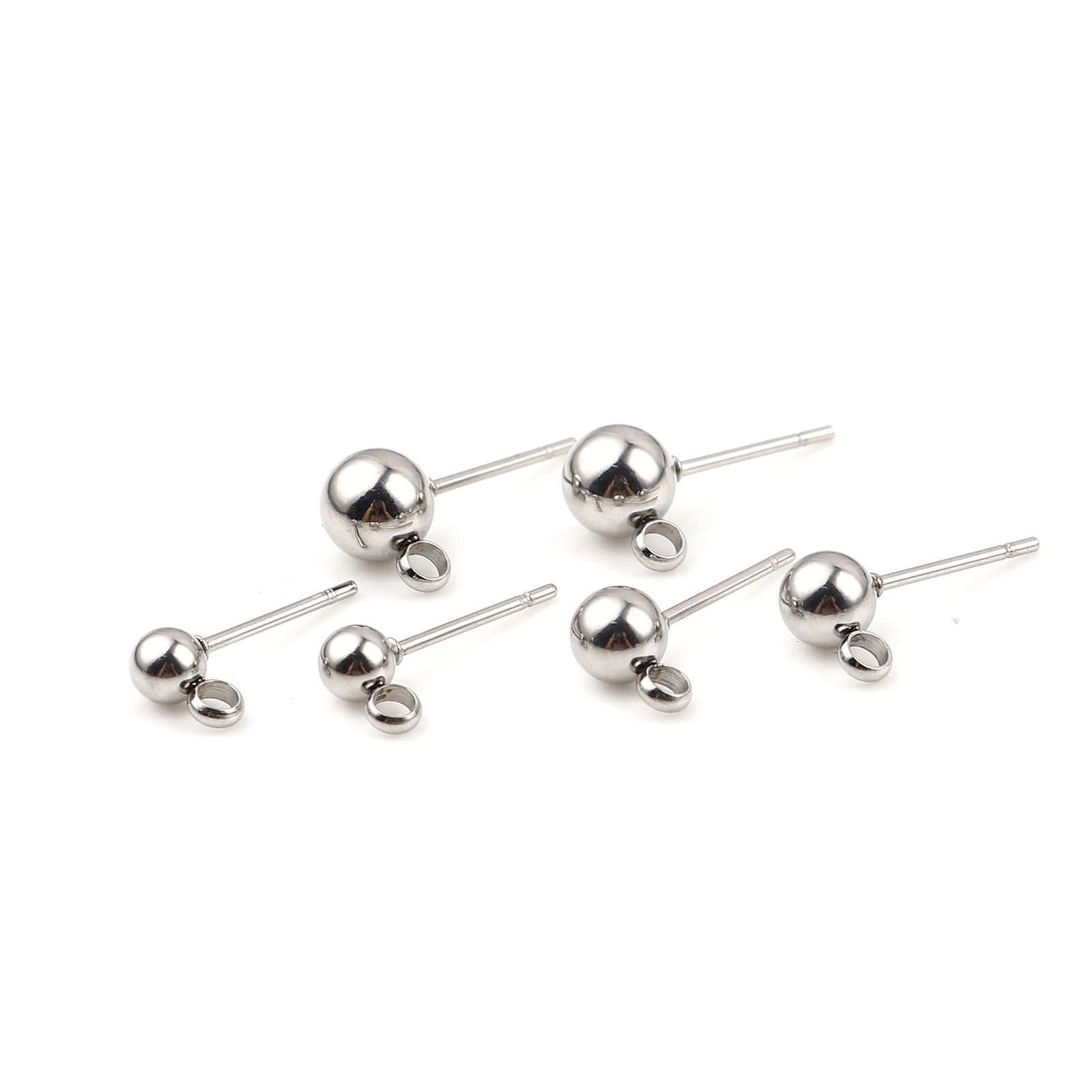 Bild von Edelstahl Ohrpfosten Ohrstecker Kugel mit Schlaufe