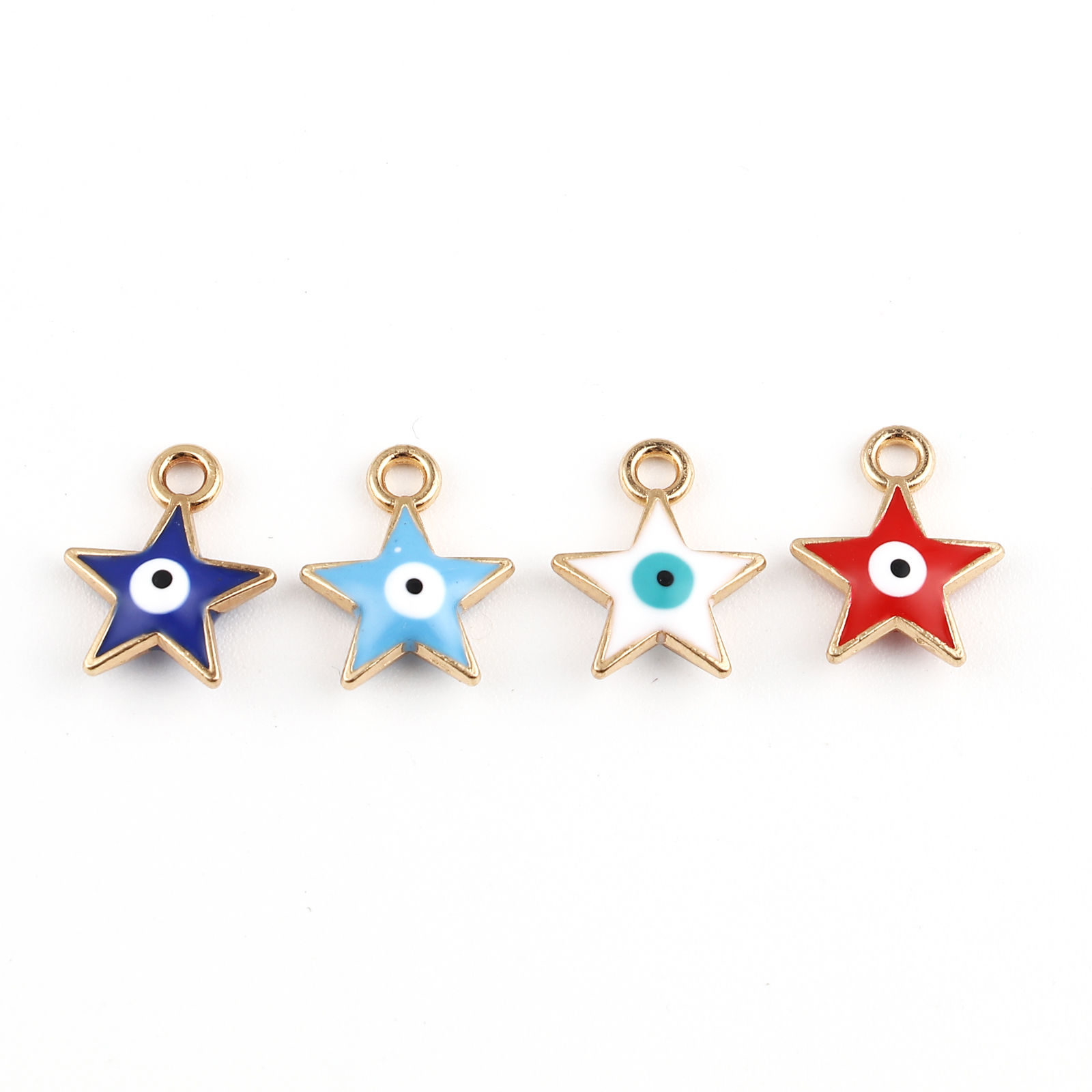 Imagen de Zamak Galaxia Colgantes Charms Estrella Chapado en Oro Mal de ojo Esmalte 14mm x 11mm, 10 Unidades