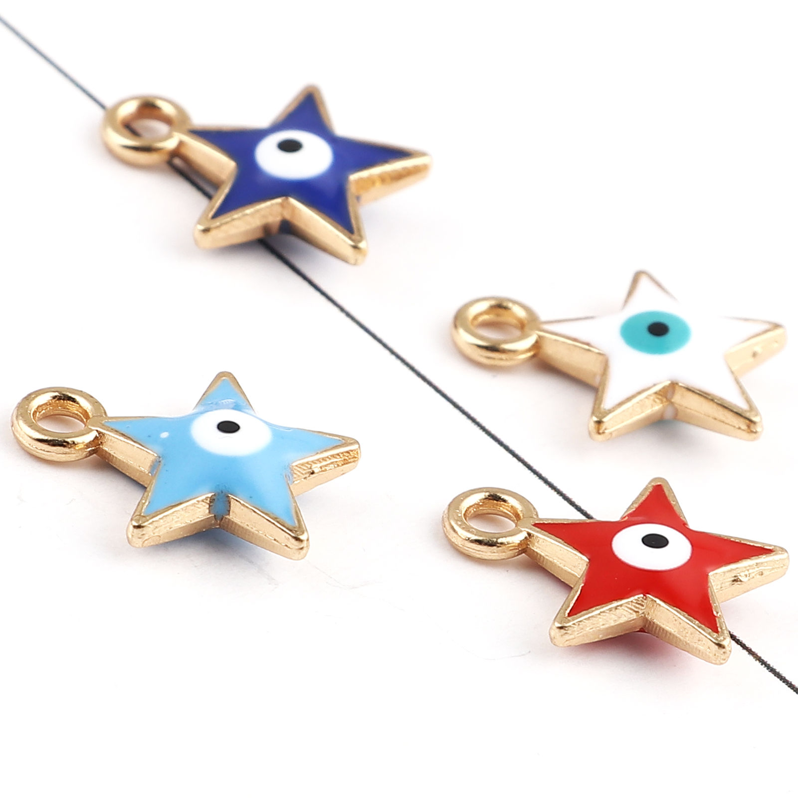 Imagen de Zamak Galaxia Colgantes Charms Estrella Chapado en Oro Mal de ojo Esmalte 14mm x 11mm, 10 Unidades