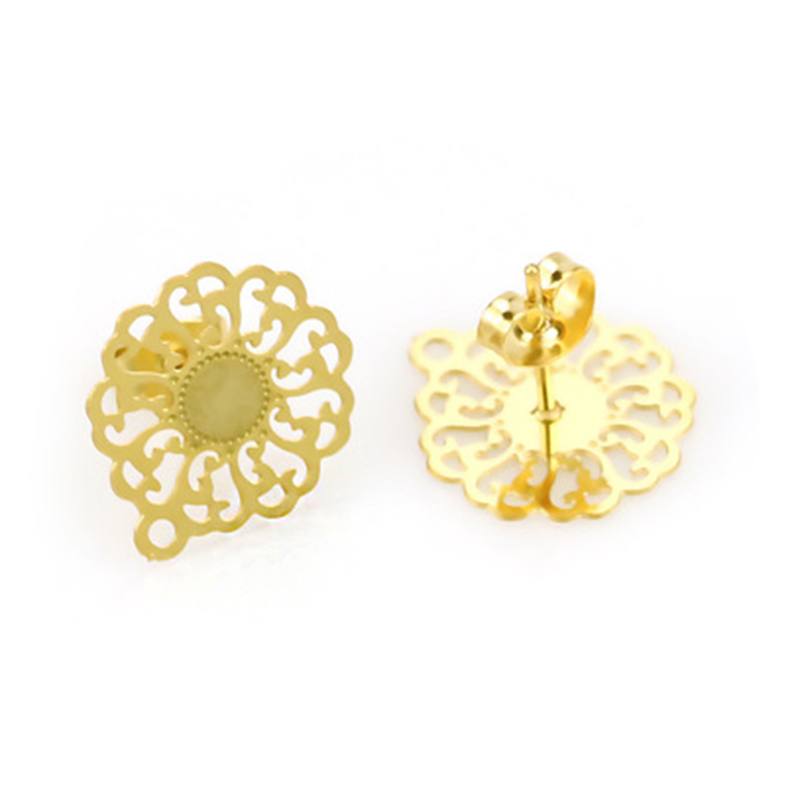 Picture of Stainless Steel Ear Post Stud Earrings W/ Loop 2 PCs