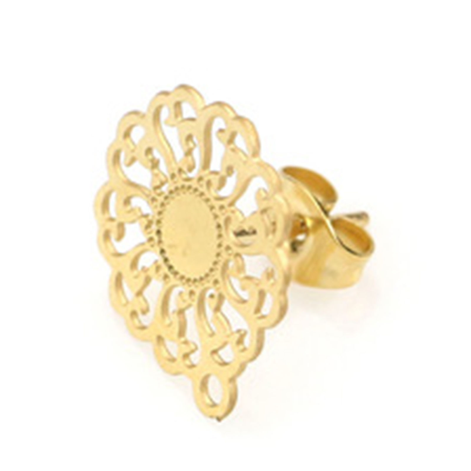Picture of Stainless Steel Ear Post Stud Earrings W/ Loop 2 PCs