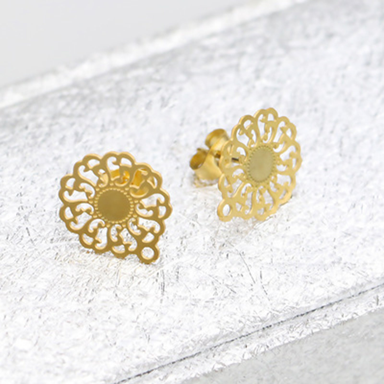 Picture of Stainless Steel Ear Post Stud Earrings W/ Loop 2 PCs