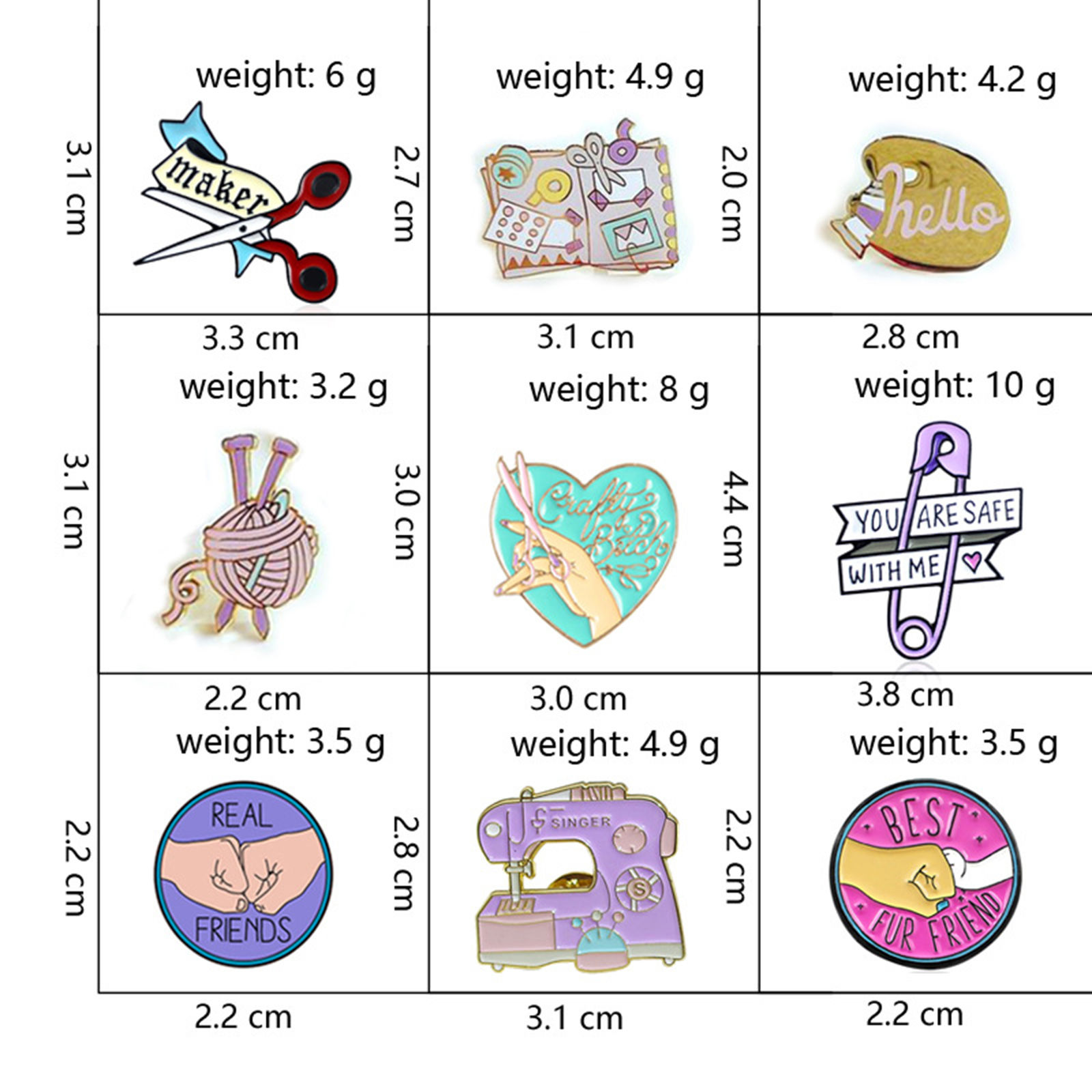 Picture of Pin Brooches Enamel 44mm x 38mm, 1 Piece