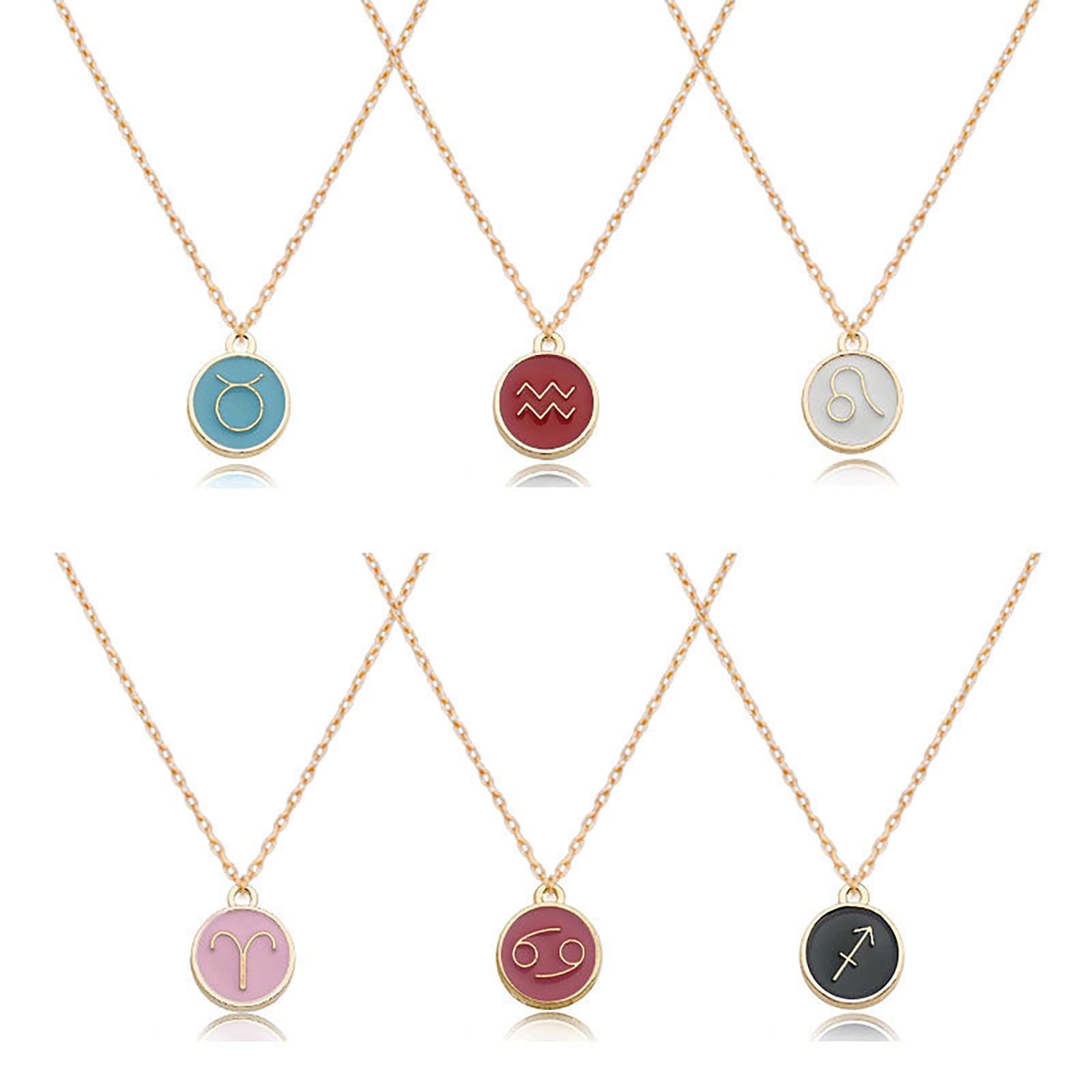 Immagine di Lega di Zinco Charms Tondo Costellazione Smalto 1 Serie
