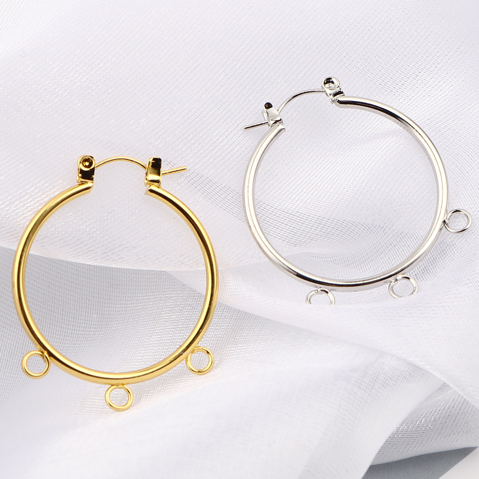 Image de Boucles d'Oreilles Créole Anneaux en Alliage de Zinc Annulaire avec Boucle 2 Pcs