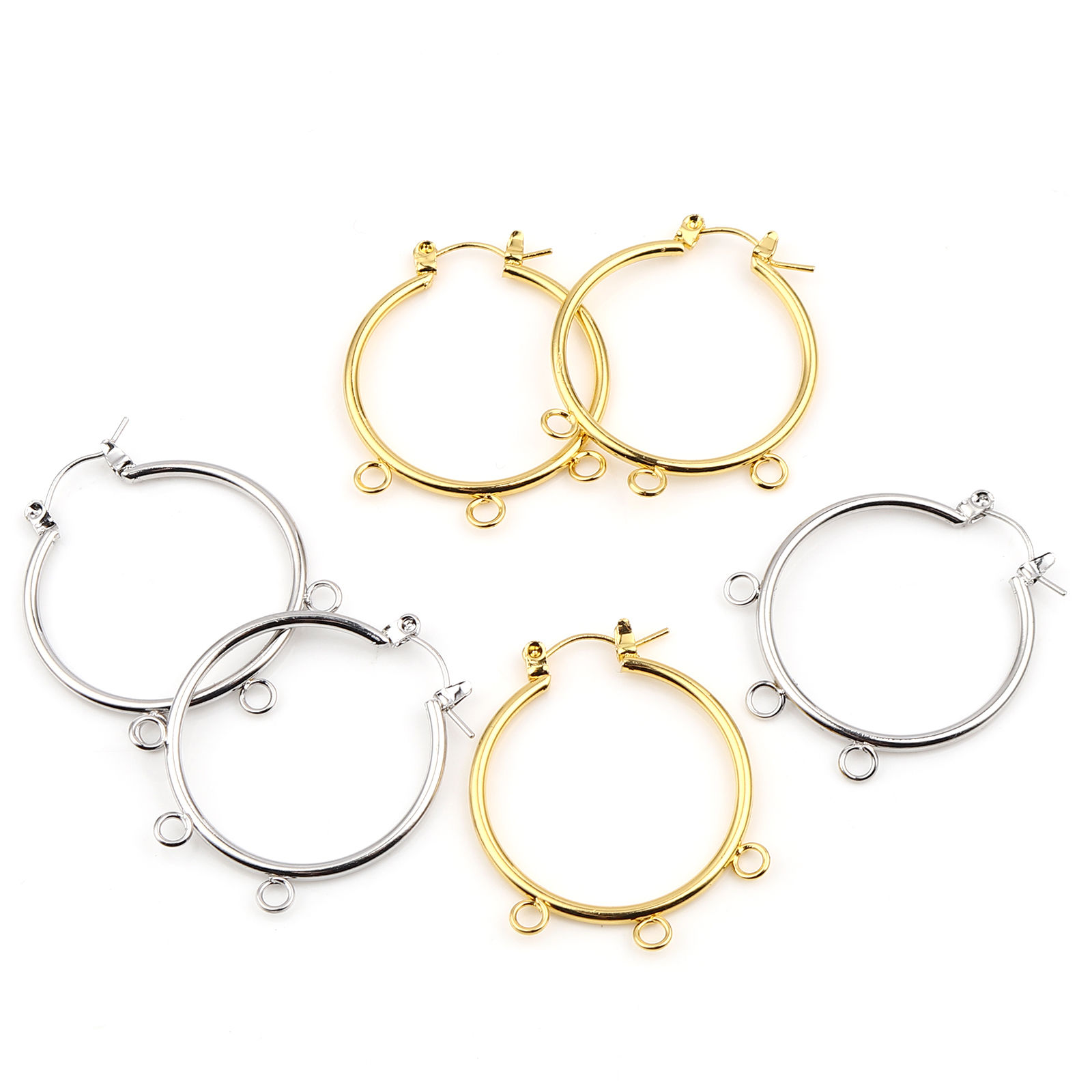Image de Boucles d'Oreilles Créole Anneaux en Alliage de Zinc Annulaire avec Boucle 2 Pcs