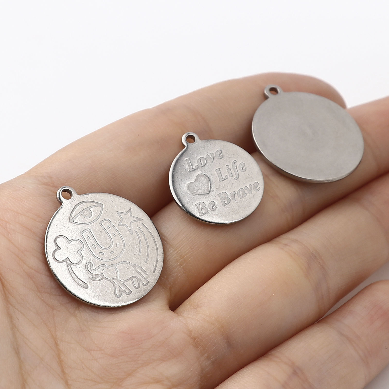 Bild von Edelstahl Charms Rund 5 Stück