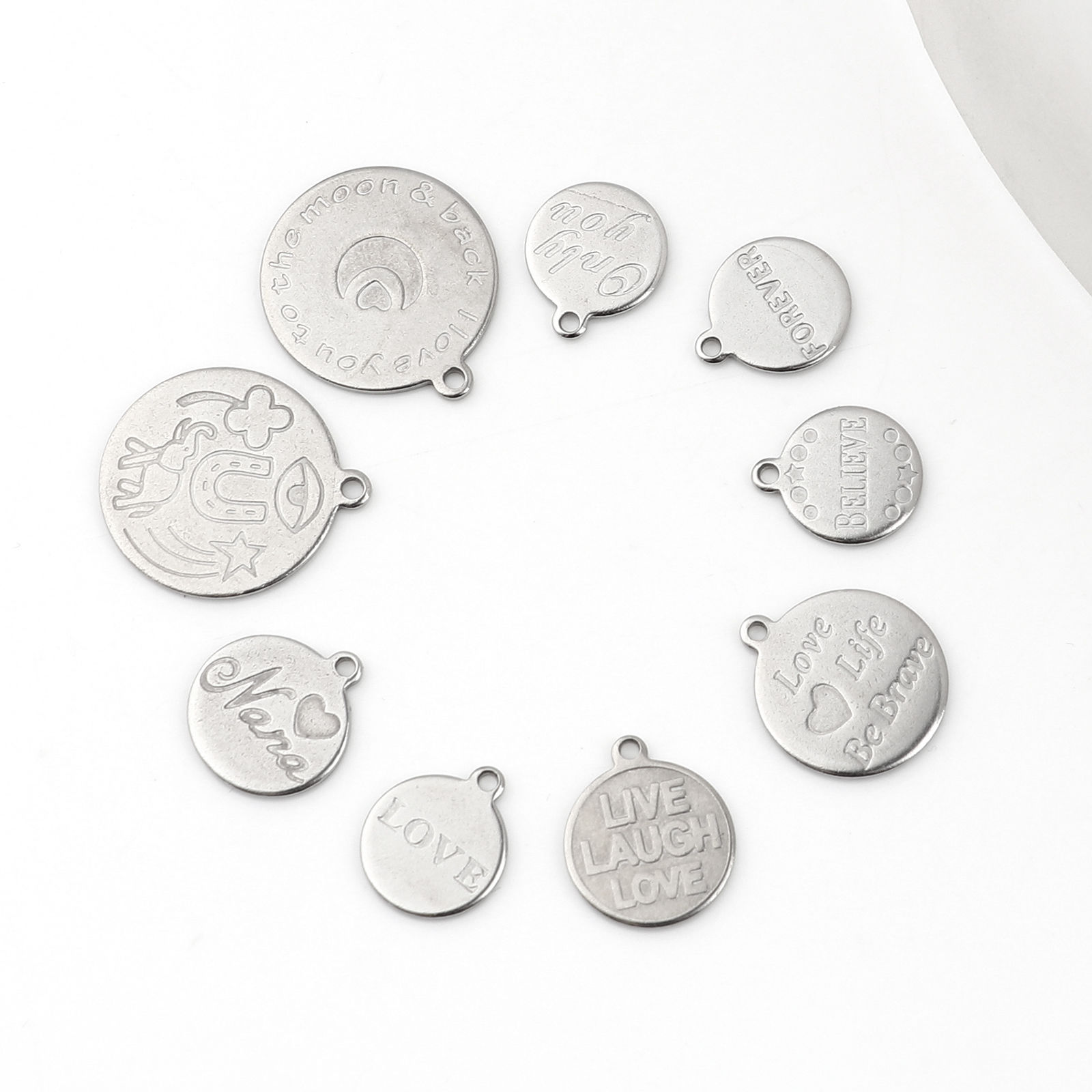 Bild von Edelstahl Charms Rund 5 Stück