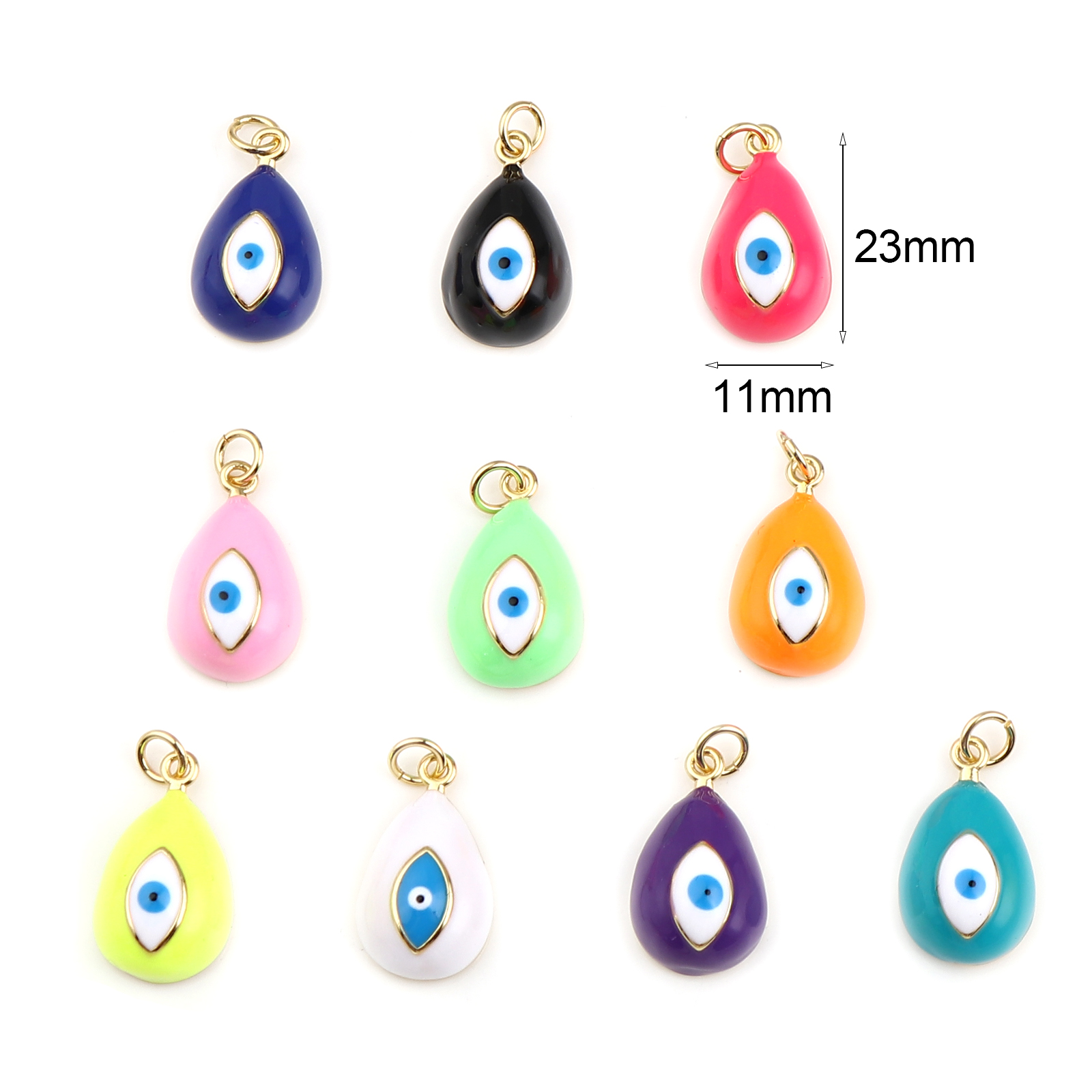 Immagine di Ottone Religione Charms Goccia Malocchio Smalto 1 Pz