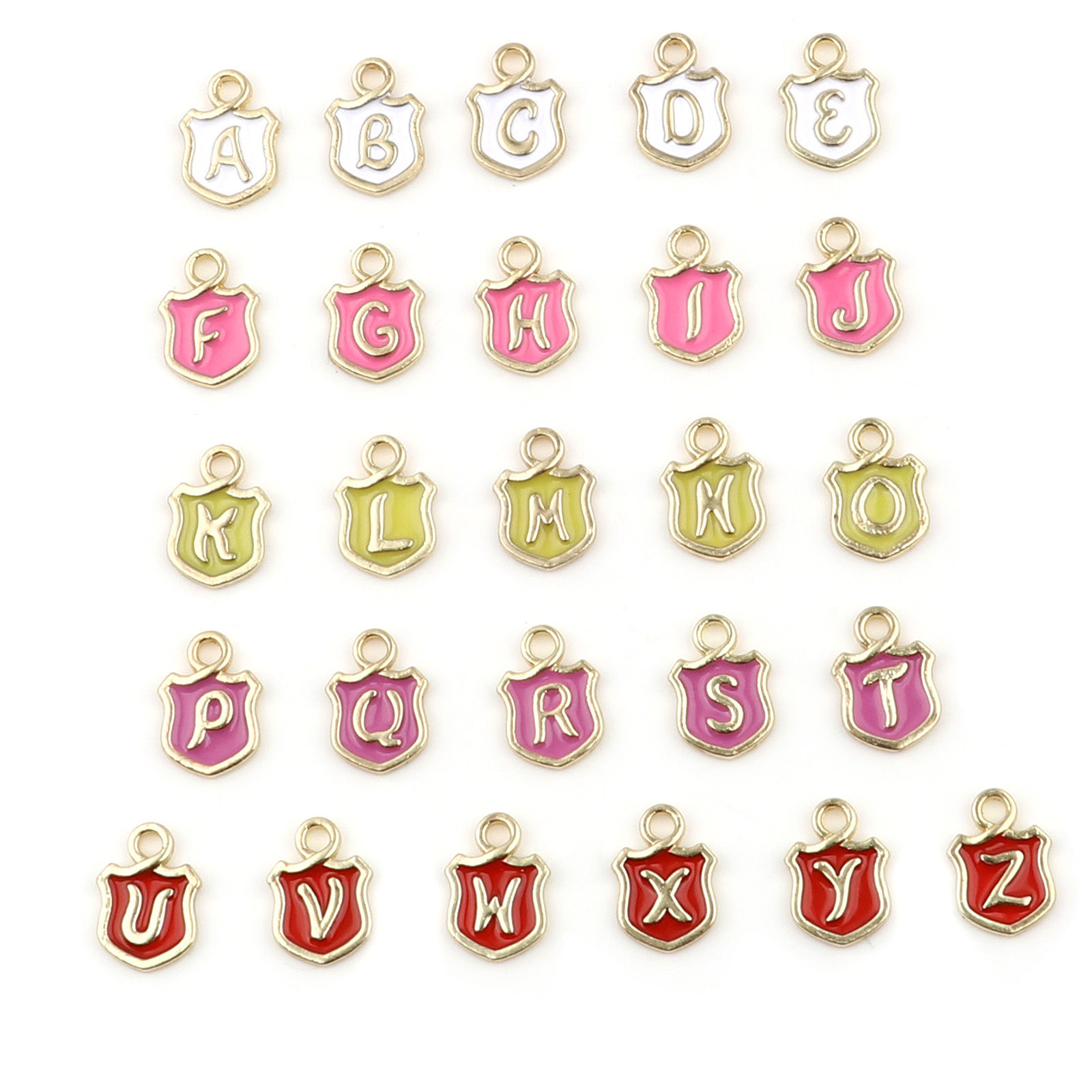 Picture of Zinc Based Alloy Charms Shield Initial Alphabet/ Capital Letter Enamel