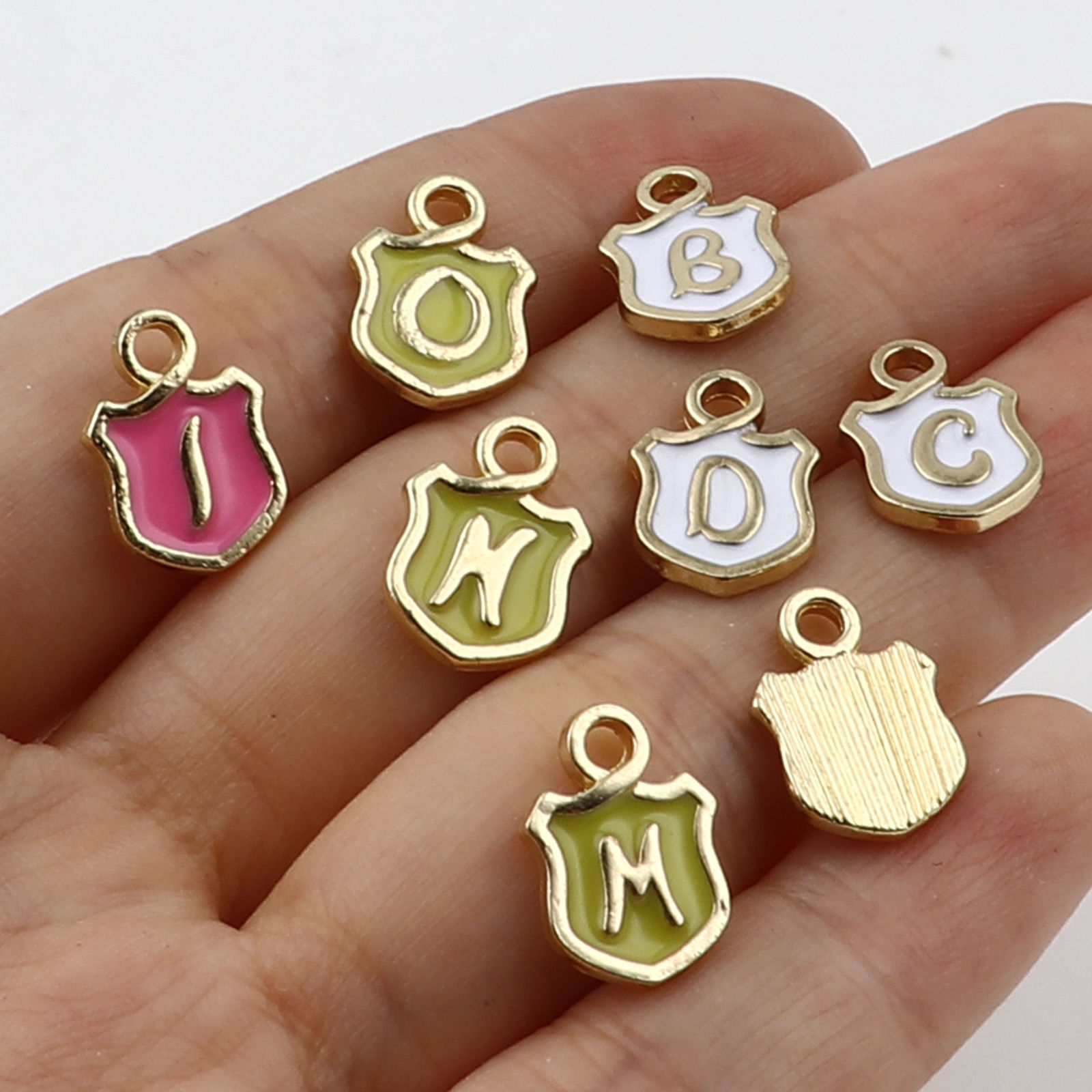 Picture of Zinc Based Alloy Charms Shield Initial Alphabet/ Capital Letter Enamel