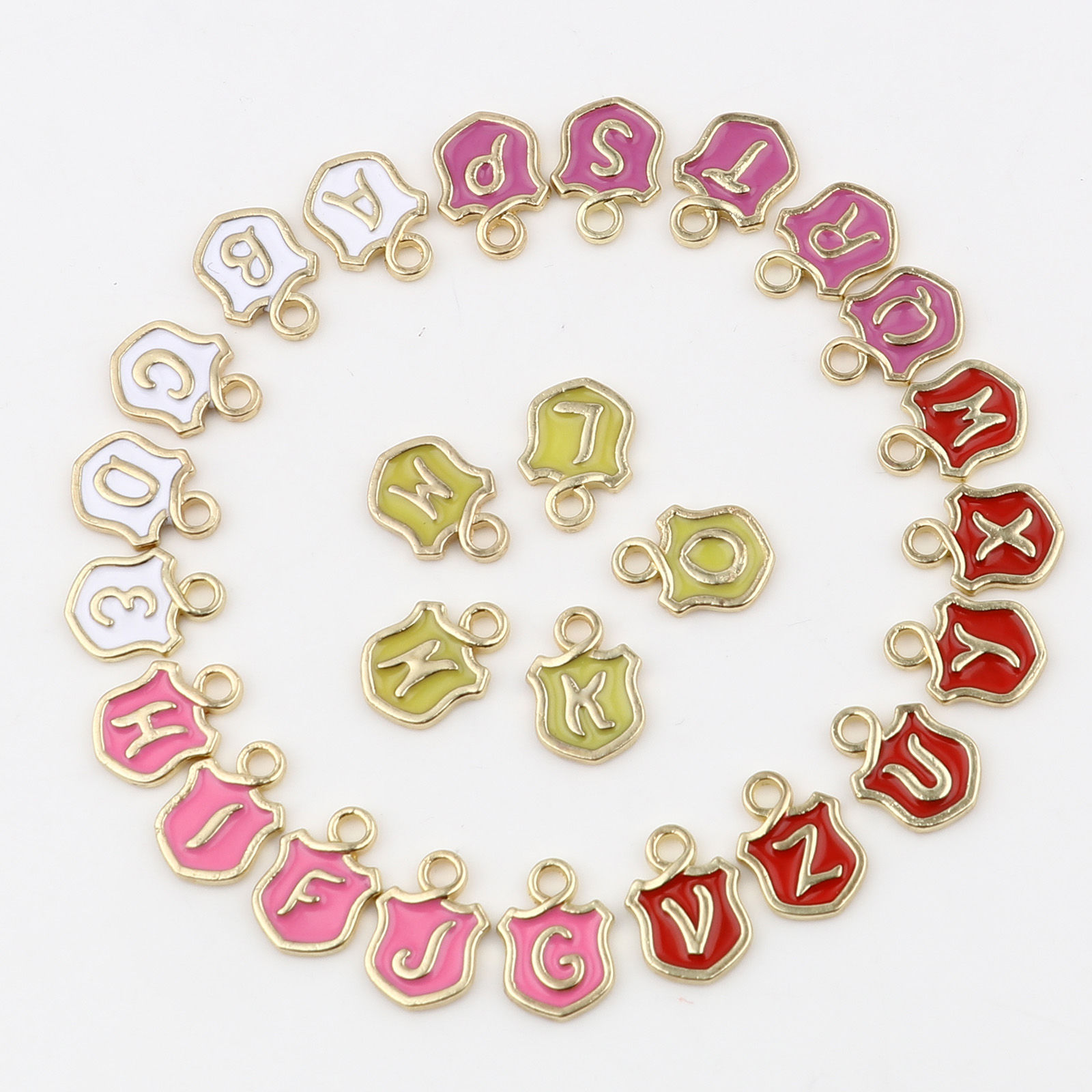 Picture of Zinc Based Alloy Charms Shield Initial Alphabet/ Capital Letter Enamel
