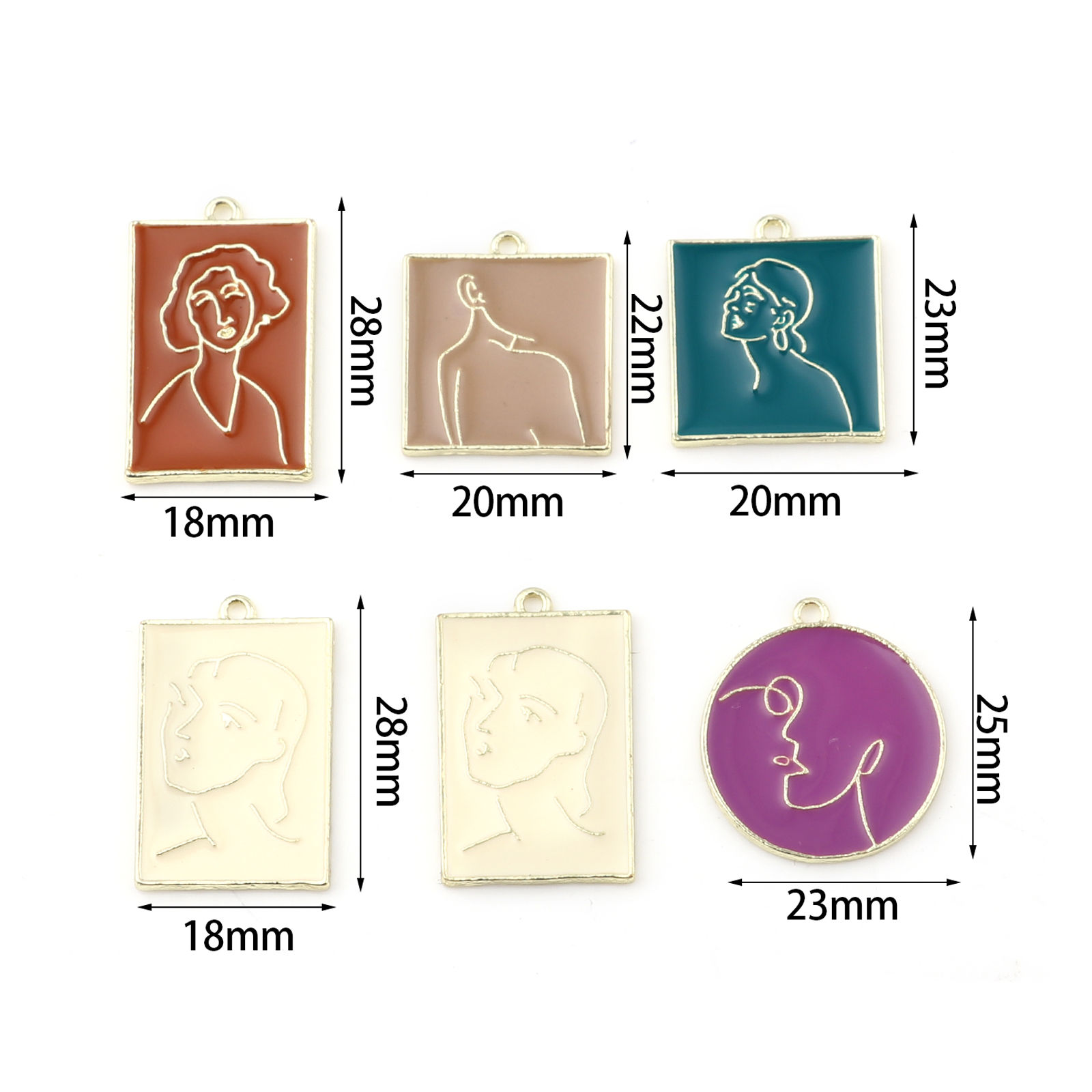 Picture of Zinc Based Alloy Charms Geometric Gold Plated Multicolor Person Enamel 5 PCs
