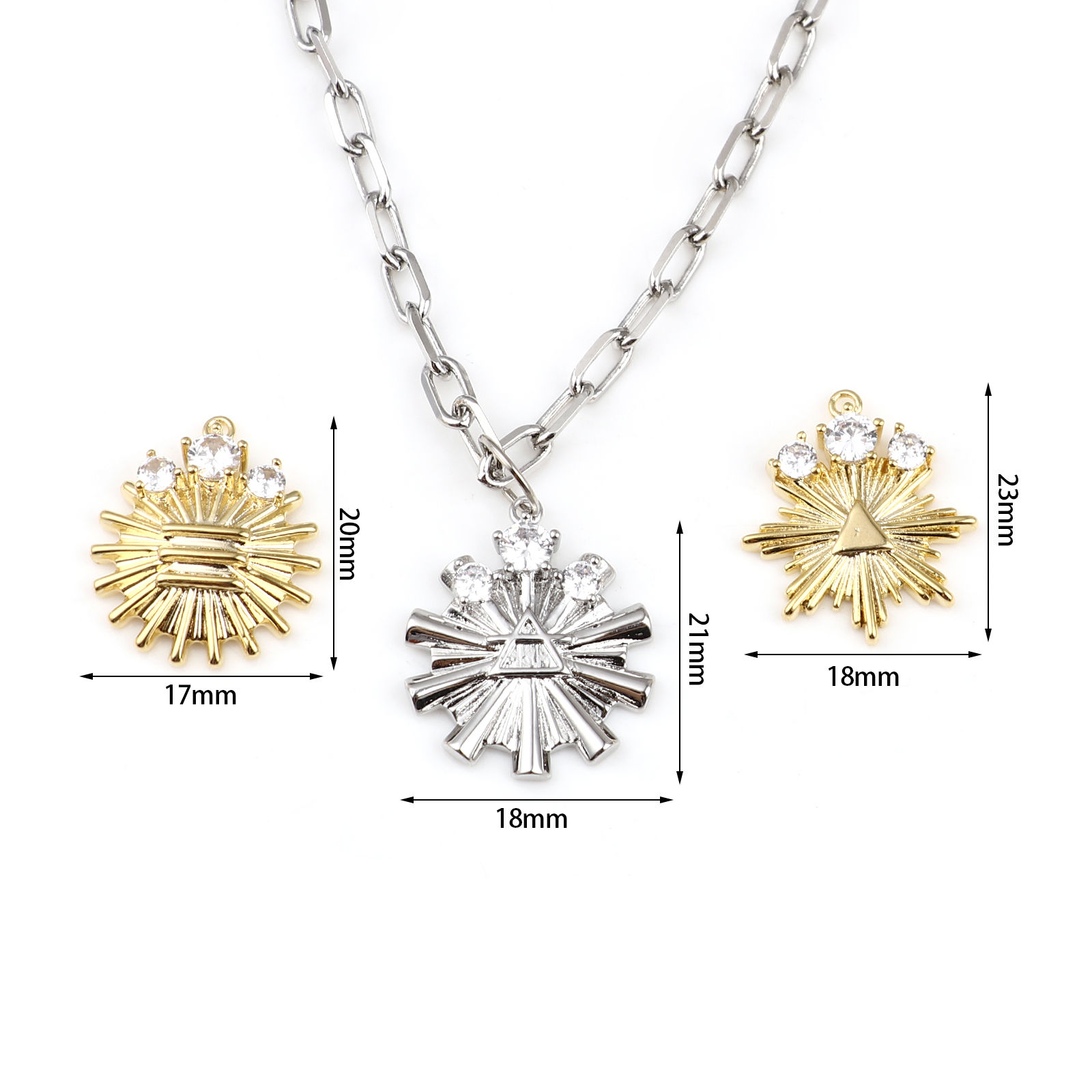 Bild von Messing Charms Bunt Schneeflocke Transparent Strass 2 Stück