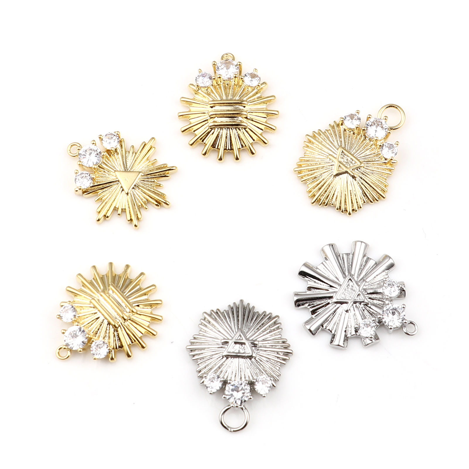 Bild von Messing Charms Bunt Schneeflocke Transparent Strass 2 Stück
