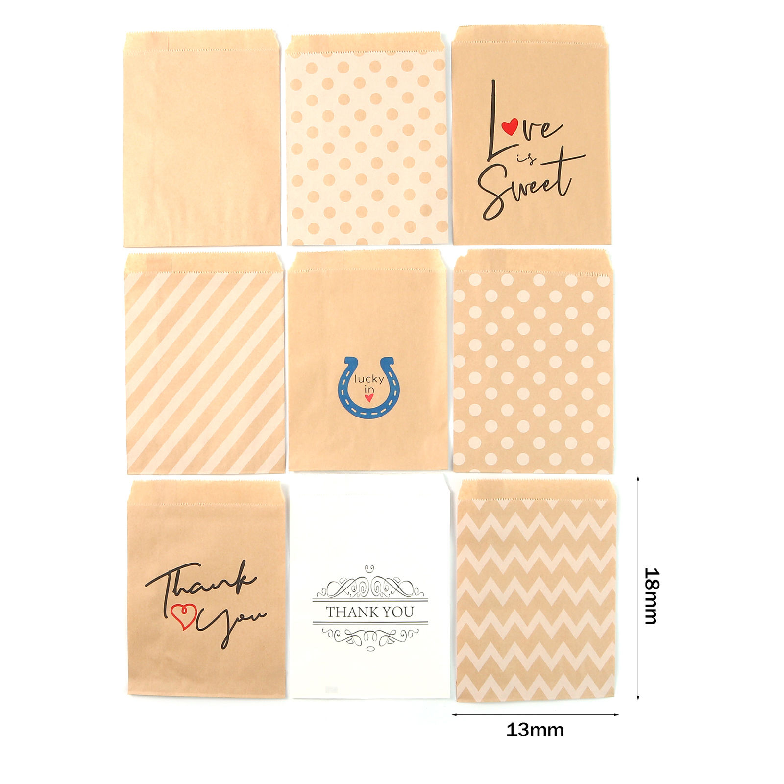 Picture of Kraft Paper Paper Bags Multicolor Rectangle 18cm x 13cm, 1 Packet (Approx 25 PCs/Packet)