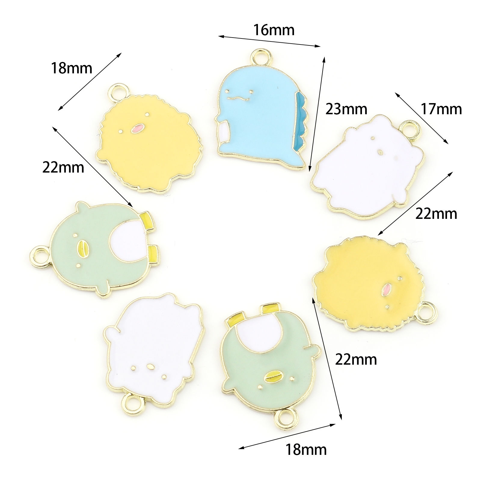 Picture of Zinc Based Alloy Charms Animal Gold Plated Multicolor Enamel 20 PCs