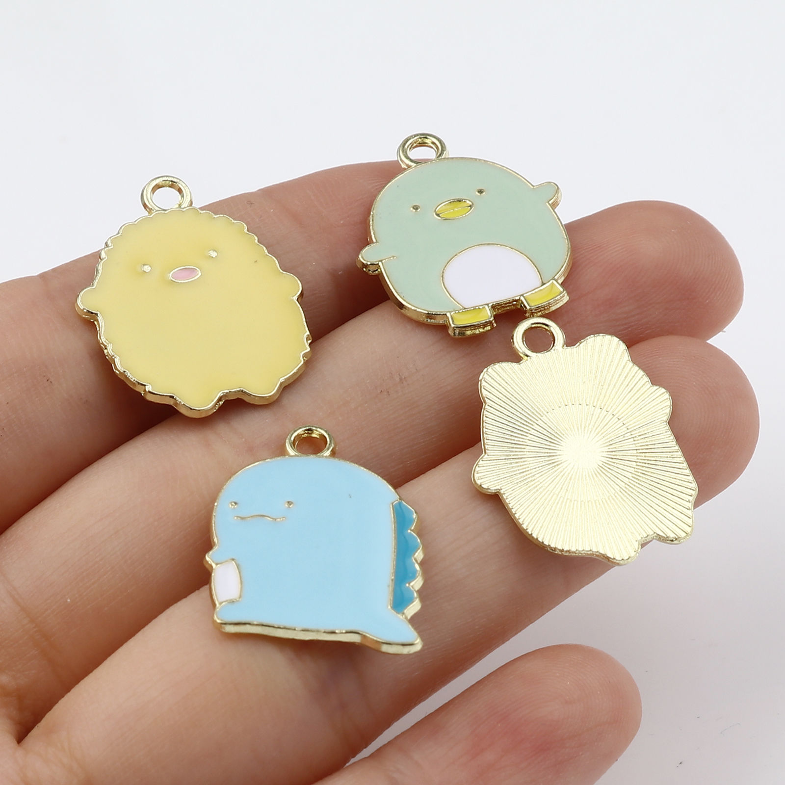 Picture of Zinc Based Alloy Charms Animal Gold Plated Multicolor Enamel 20 PCs