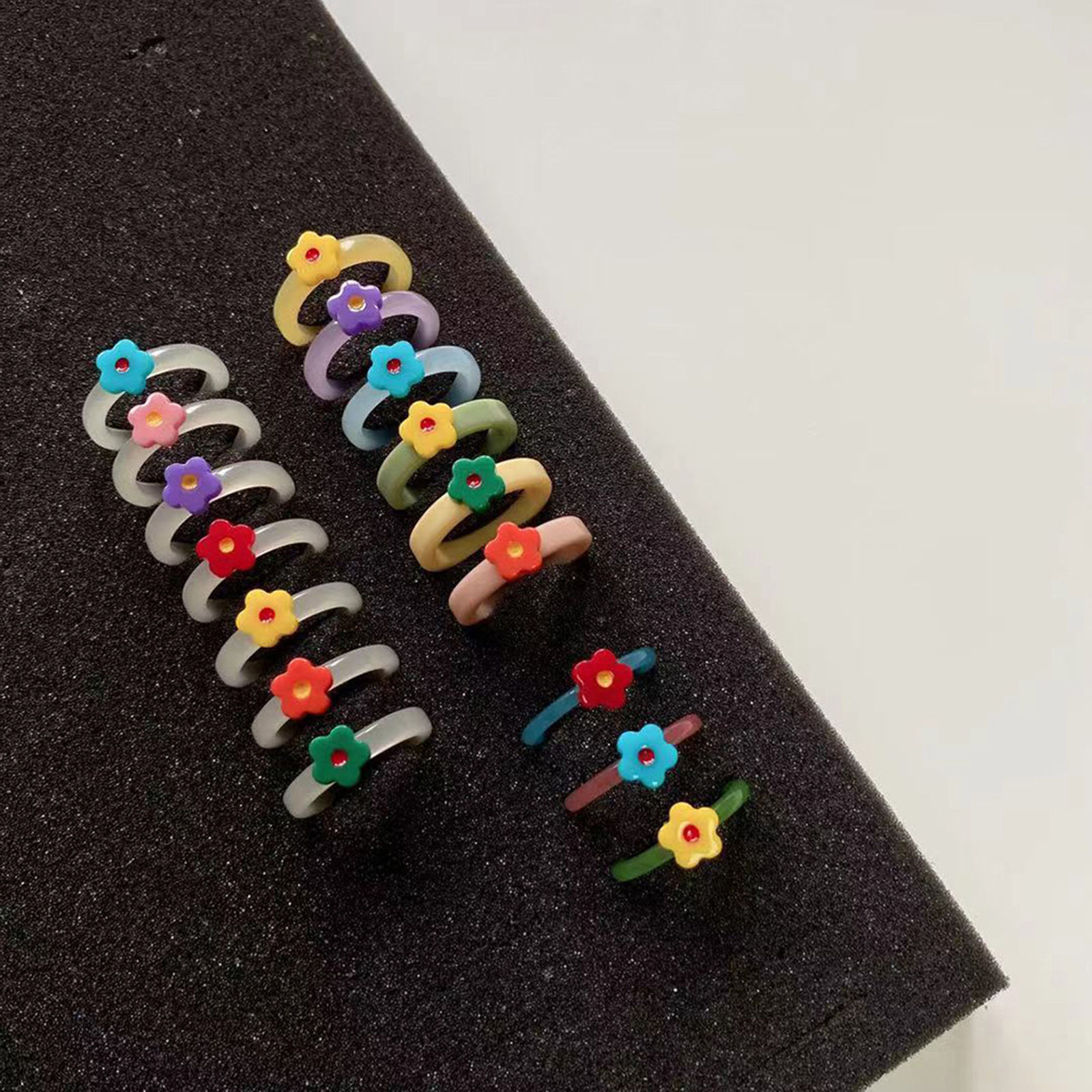 Imagen de Resina No Ajustable Anillos Multicolor Anillo Flor 1 Unidad