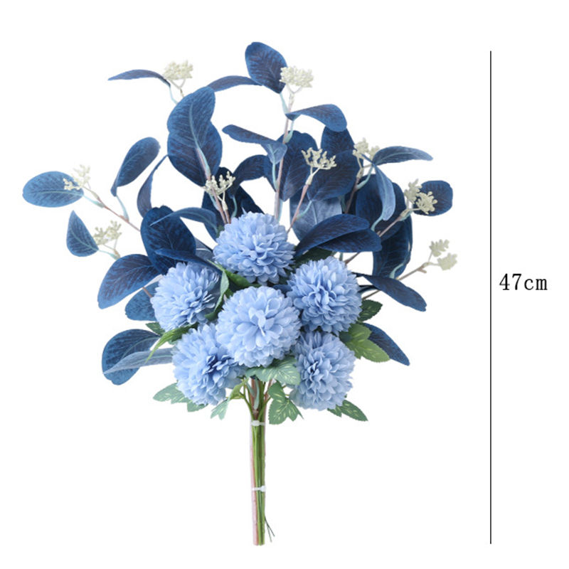 Imagen de Faux Silk Simulation Pompon Flower Eucalyptus Leaf Home Decoration