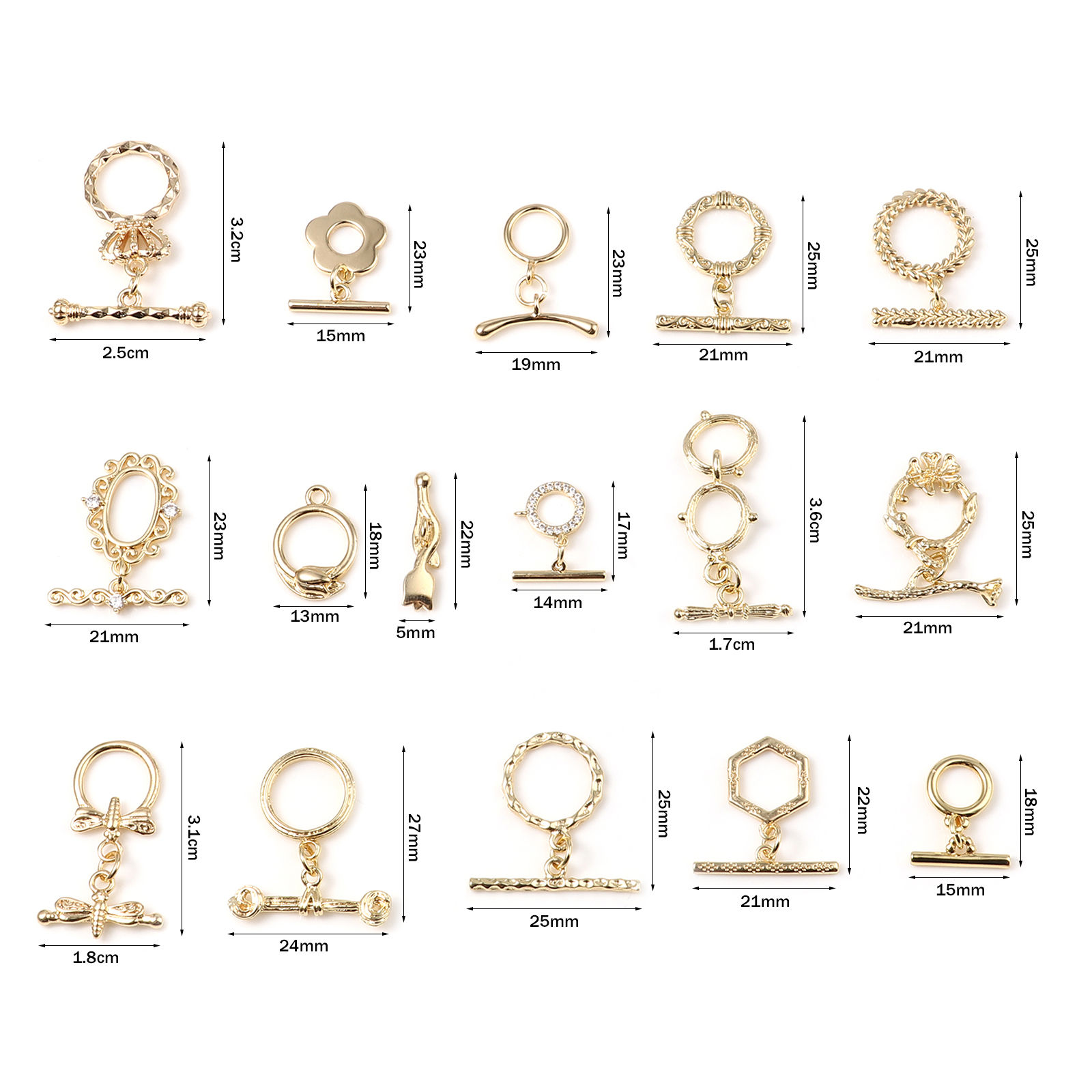 Immagine di Ottone Alternare Fermagli 18K Vero Oro Placcato 1 Pz