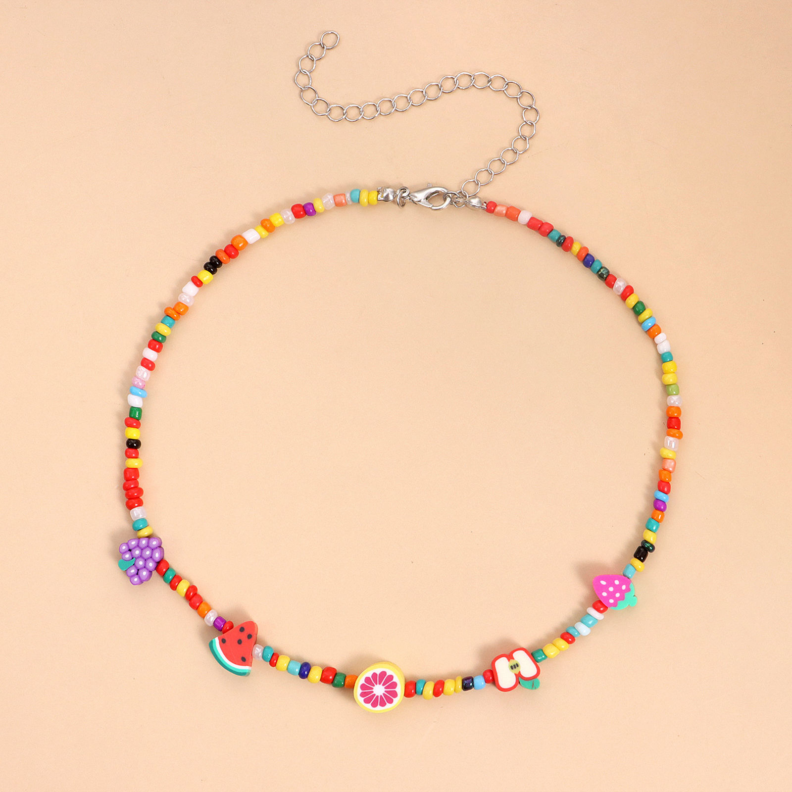 Image de Collier Perlé Mignon en Plastique Multicolore Fruits au Hasard 1 Pièce