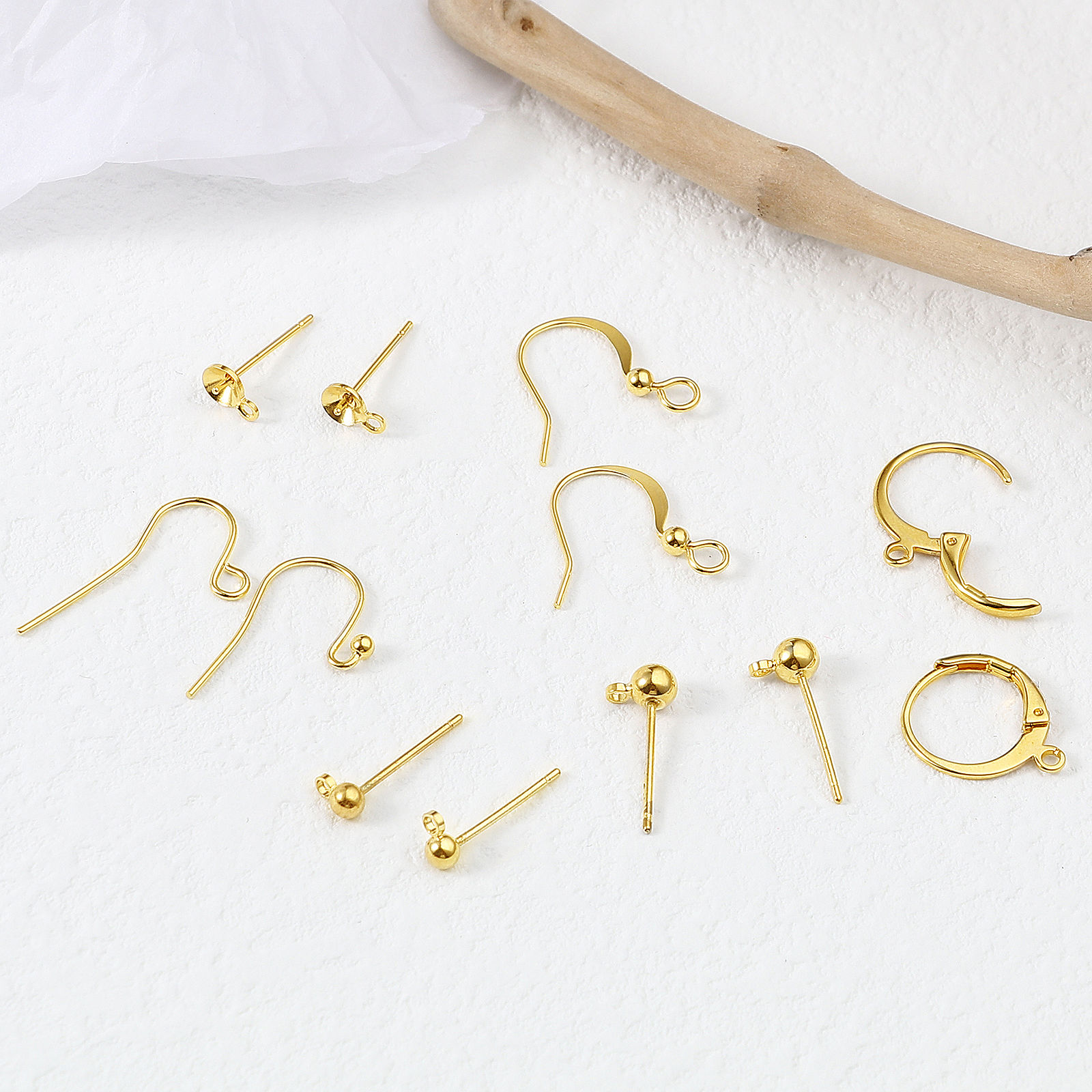 Immagine di Rame Ganci per Orecchini Oro riempito W/ Loop Diametro Filo: (21 misura), 4 Pz