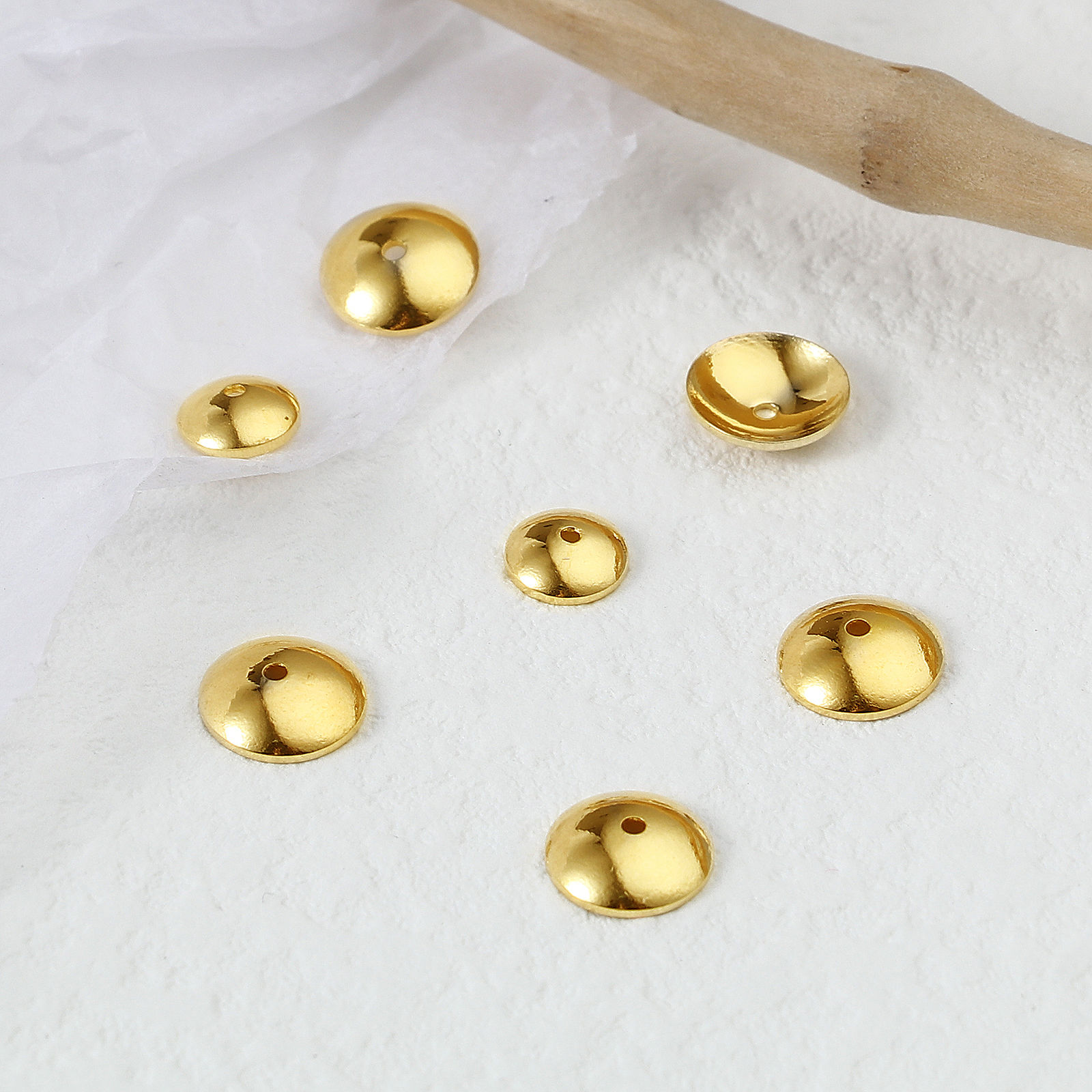 Immagine di Rame Coppette Copriperla Oro riempito Tondo 5 Pz