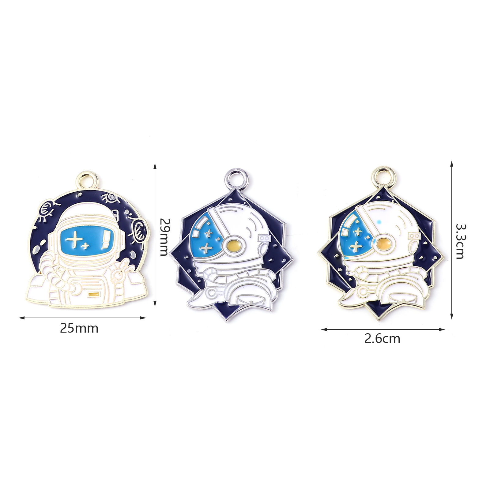 Picture of Zinc Based Alloy Galaxy Pendants Polygon Multicolor Spaceman Enamel 5 PCs