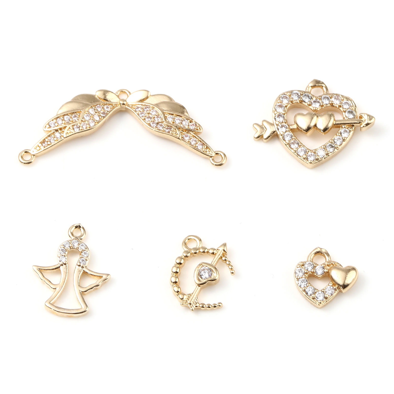 Picture of Brass Valentine's Day Charms Wholesale Real Gold Plated Heart
