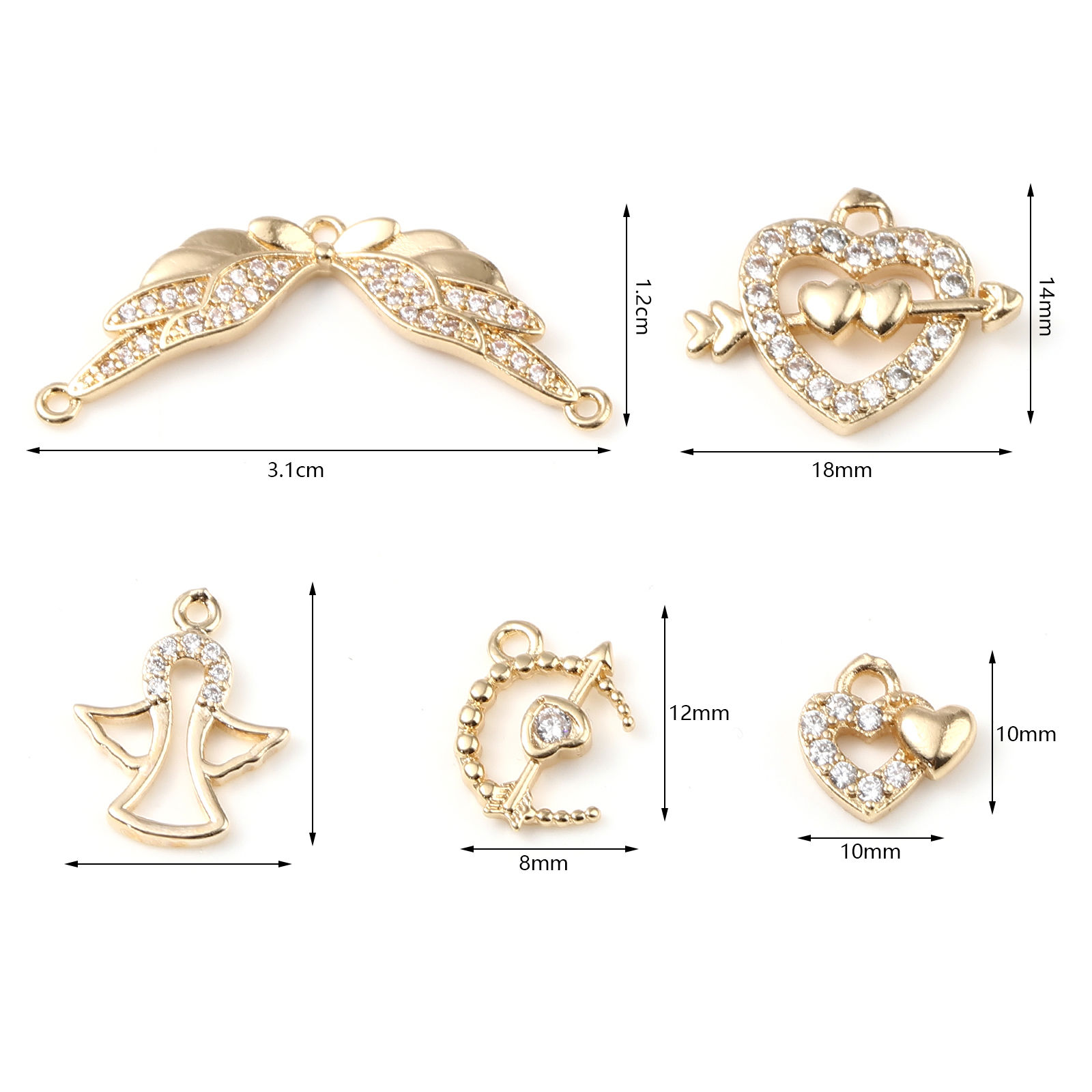 Picture of Brass Valentine's Day Charms Wholesale Real Gold Plated Heart